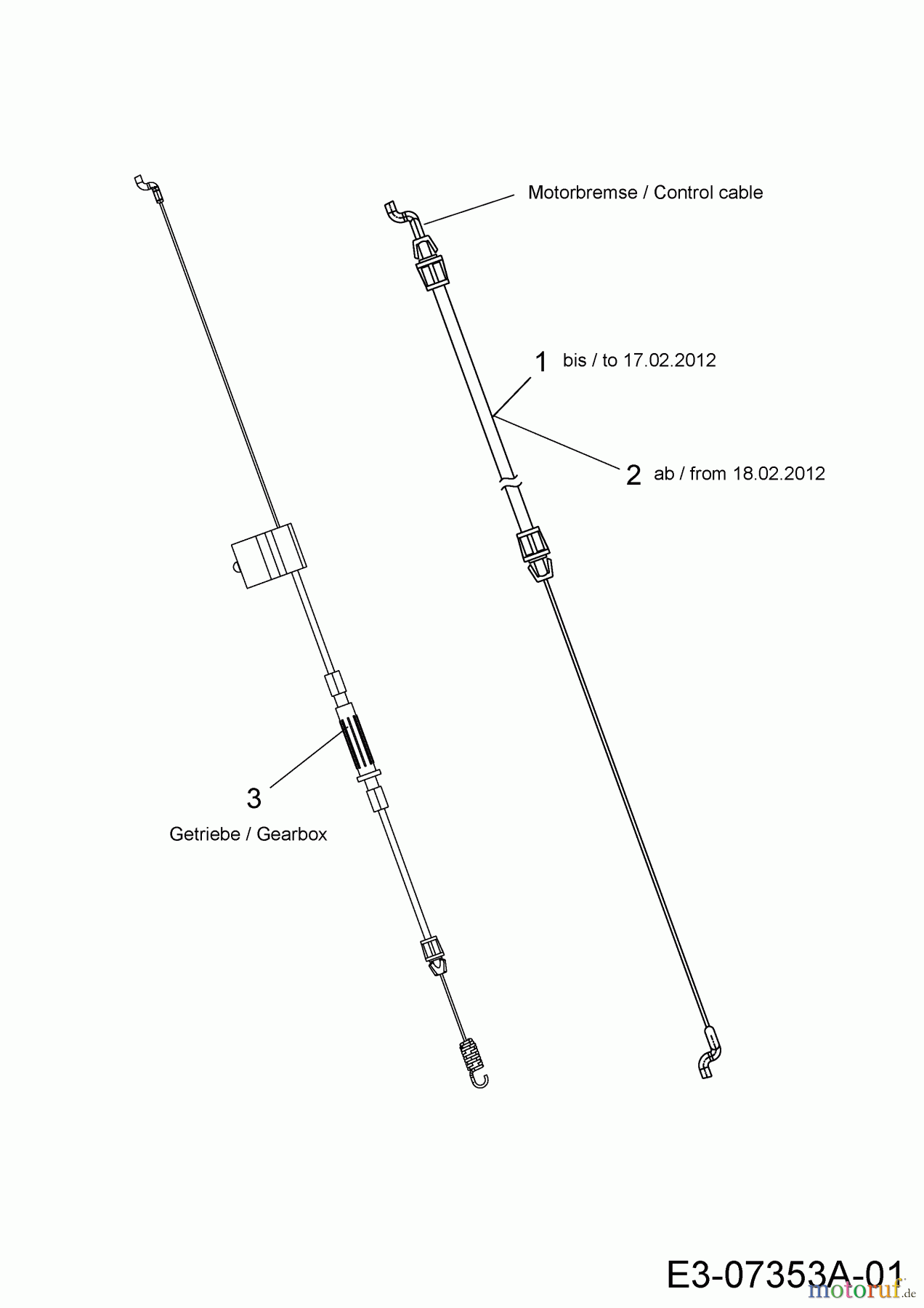 Wolf-Garten Motormäher mit Antrieb Expert 42 BA 12A-H65E650 (2012) Bowdenzüge