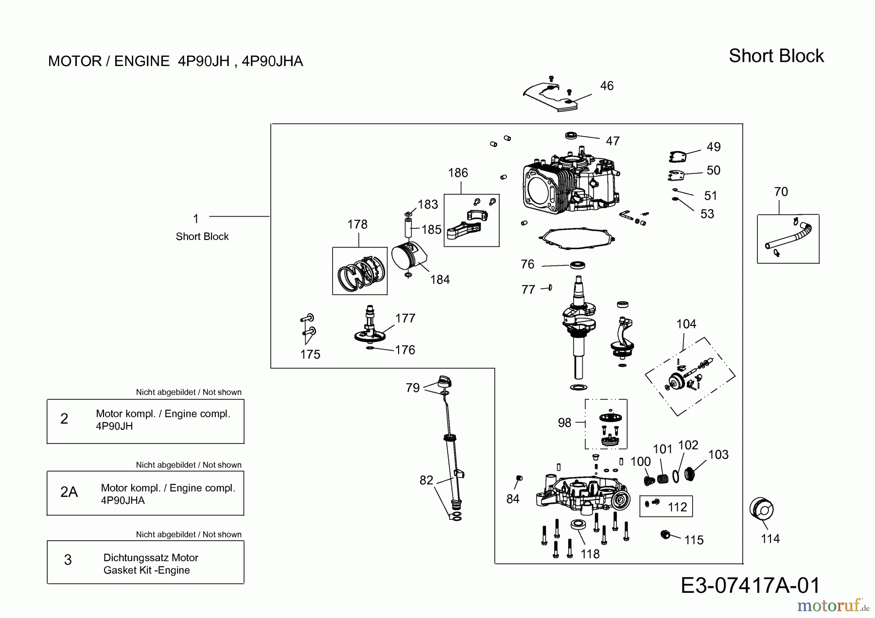 MTD-Motoren Vertikal 4P90JHA 752Z4P90JHA (2012) Rumpfmotor