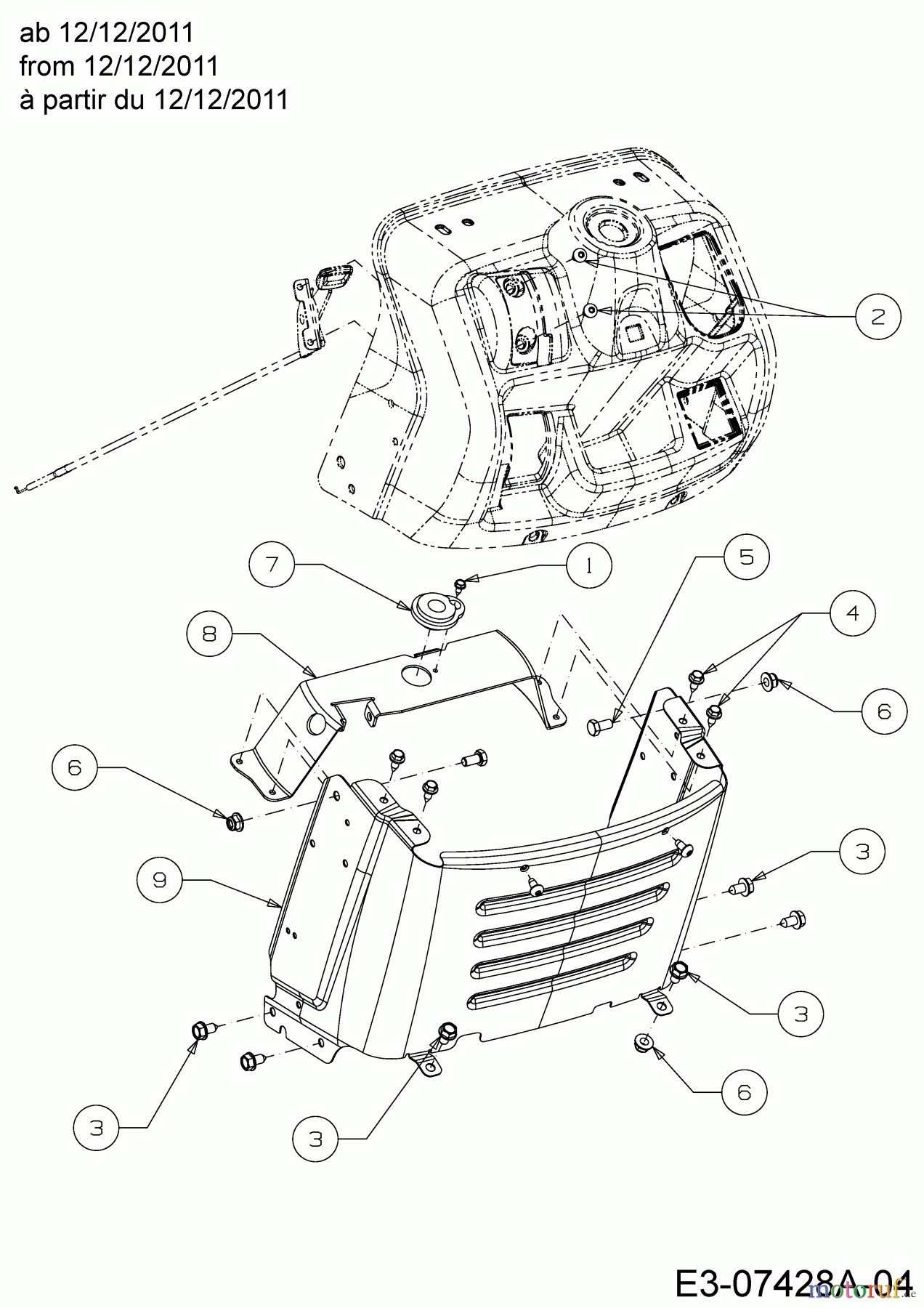 Fair Way Rasentraktoren FW 96 13CH761F617 (2012) Armaturenbrett Unterteil ab 12/12/2011