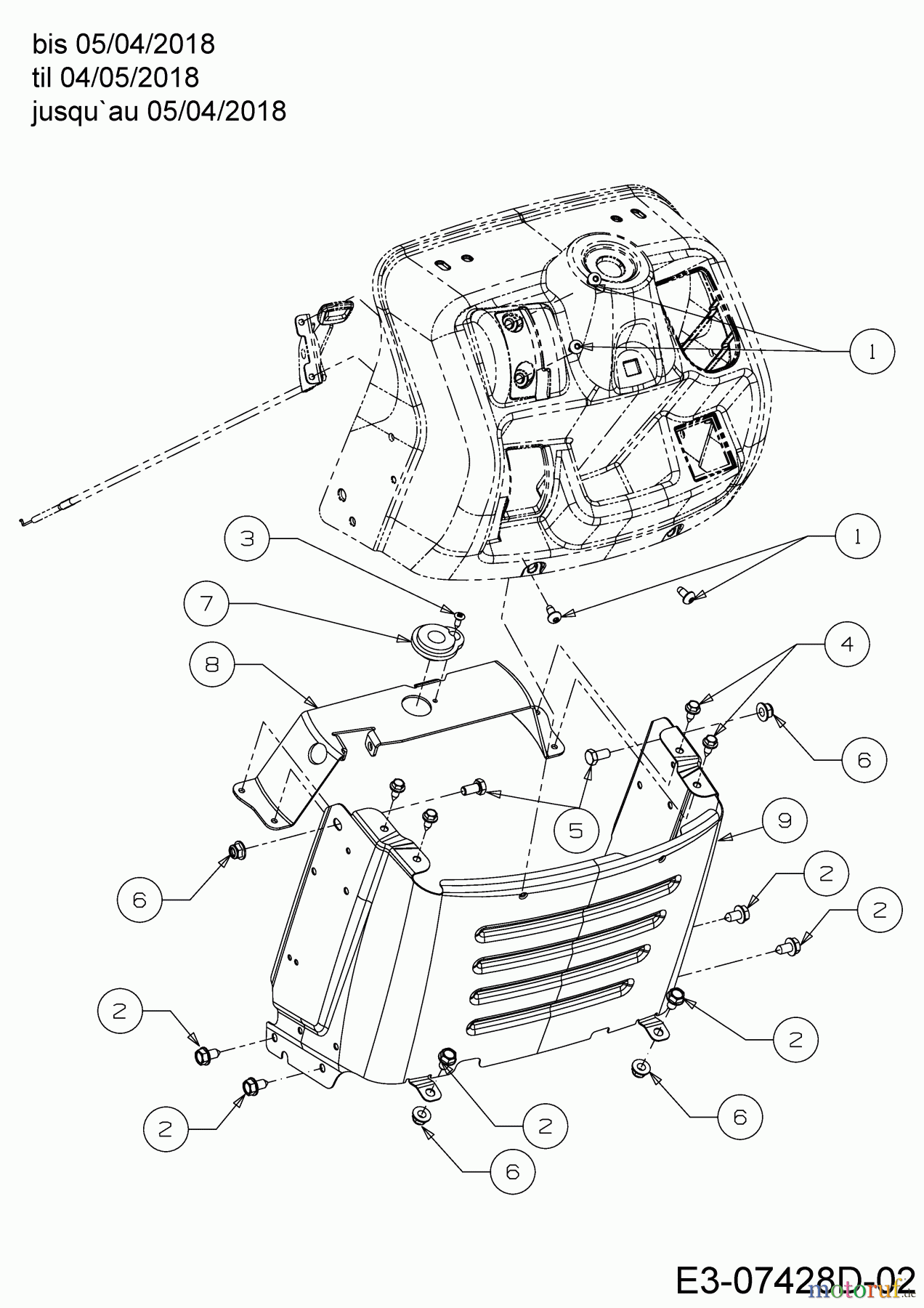 MTD Rasentraktoren Smart RF 130 HM 13A279KF600 (2018) Armaturenbrett bis 05/04/2018