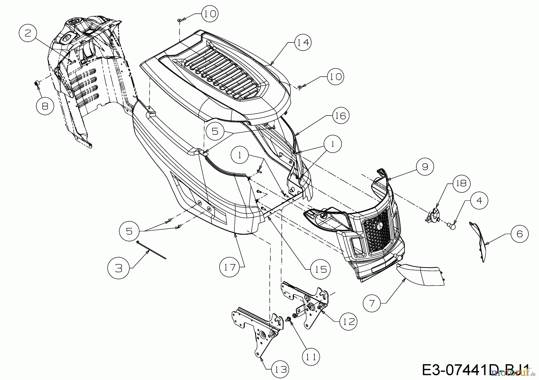 MTD Rasentraktoren Gold 200-105 T 13BT76KN615 (2018) Motorhaube K-Style