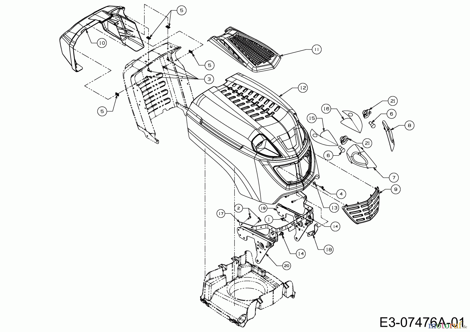 Wolf-Garten Rasentraktoren Ambition 107.175 H 13TN79RG650 (2013) Motorhaube R-Style
