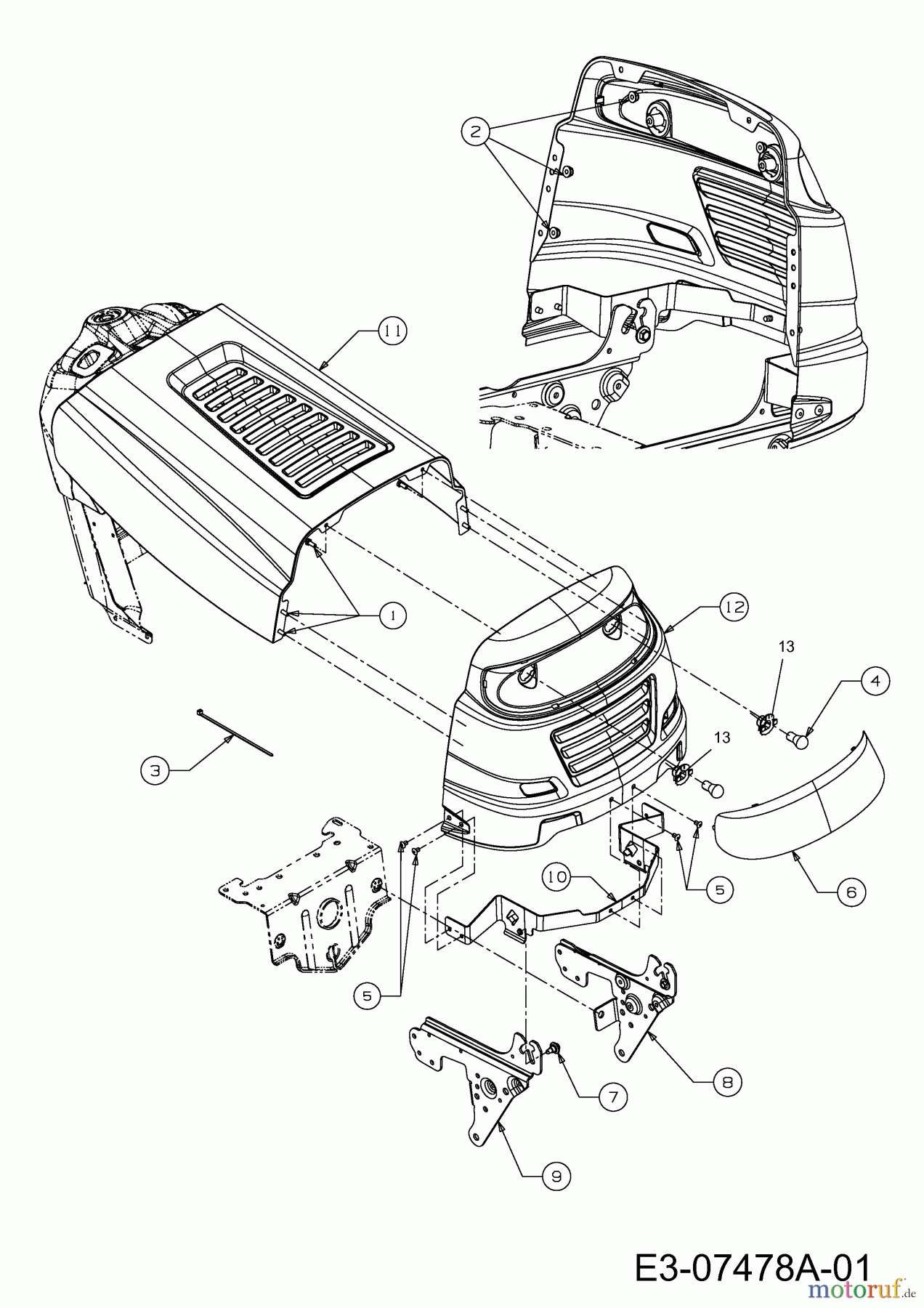 MTD Rasentraktoren LT 96 Edition-Suisse 12/13 13CH771F679H (2013) Motorhaube 1-Style