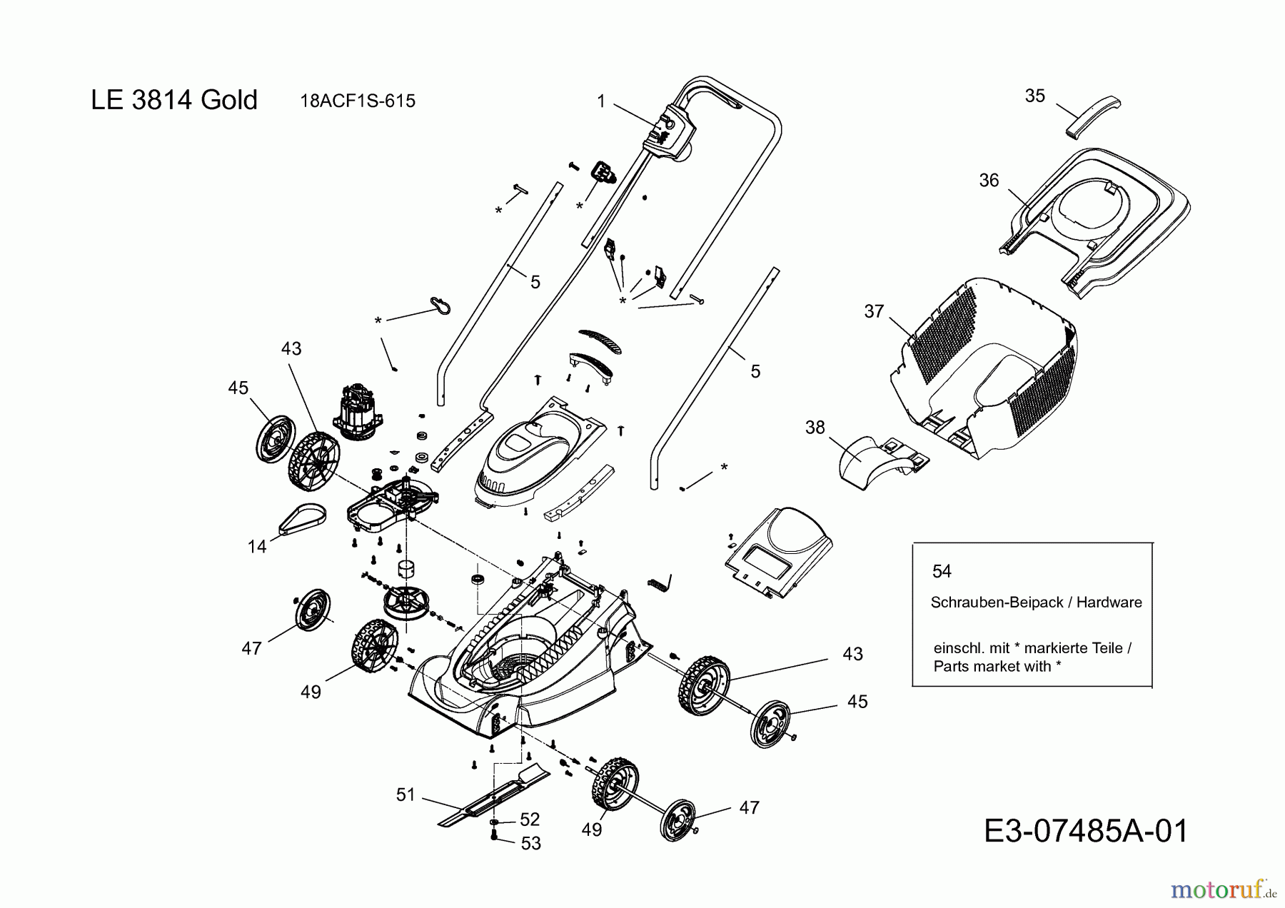 MTD Elektromäher LE 3814 18ACF1S-615 (2012) Grundgerät