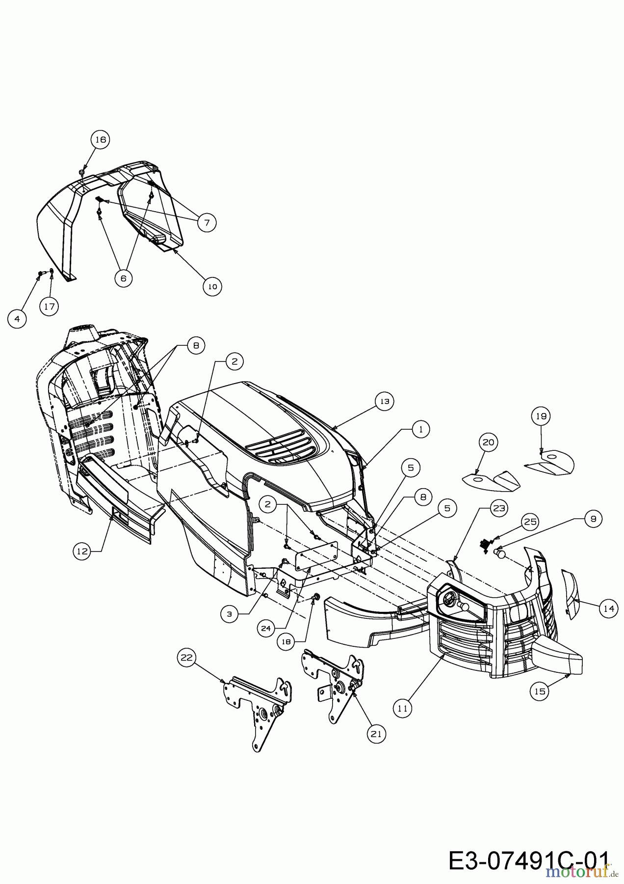 Cub Cadet Rasentraktoren CC 714 HF 13H279DF603 (2015) Motorhaube D-Style