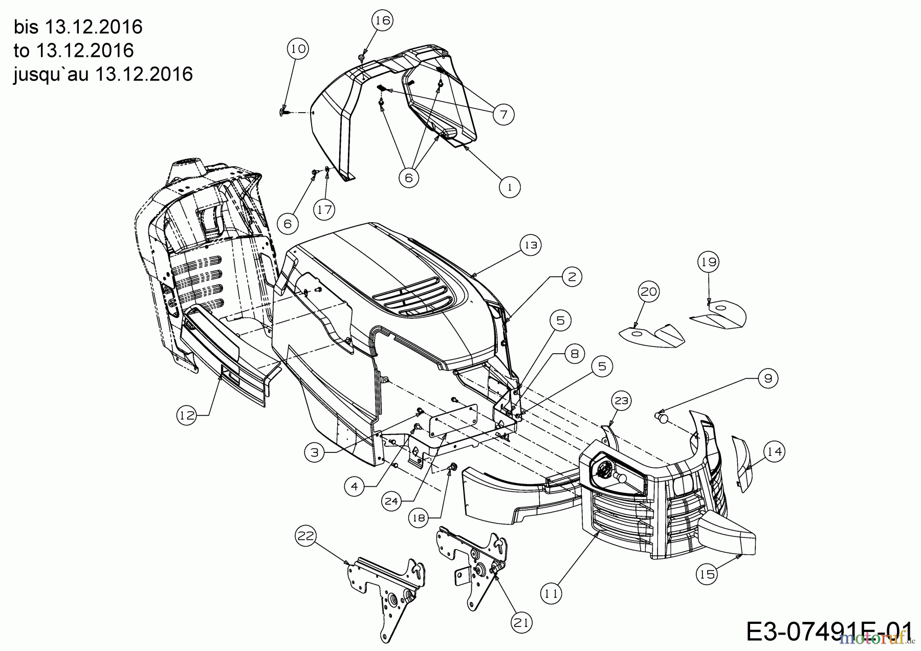 Cub Cadet Rasentraktoren LT1 NS96 13I276DF603 (2017) Motorhaube D-Style