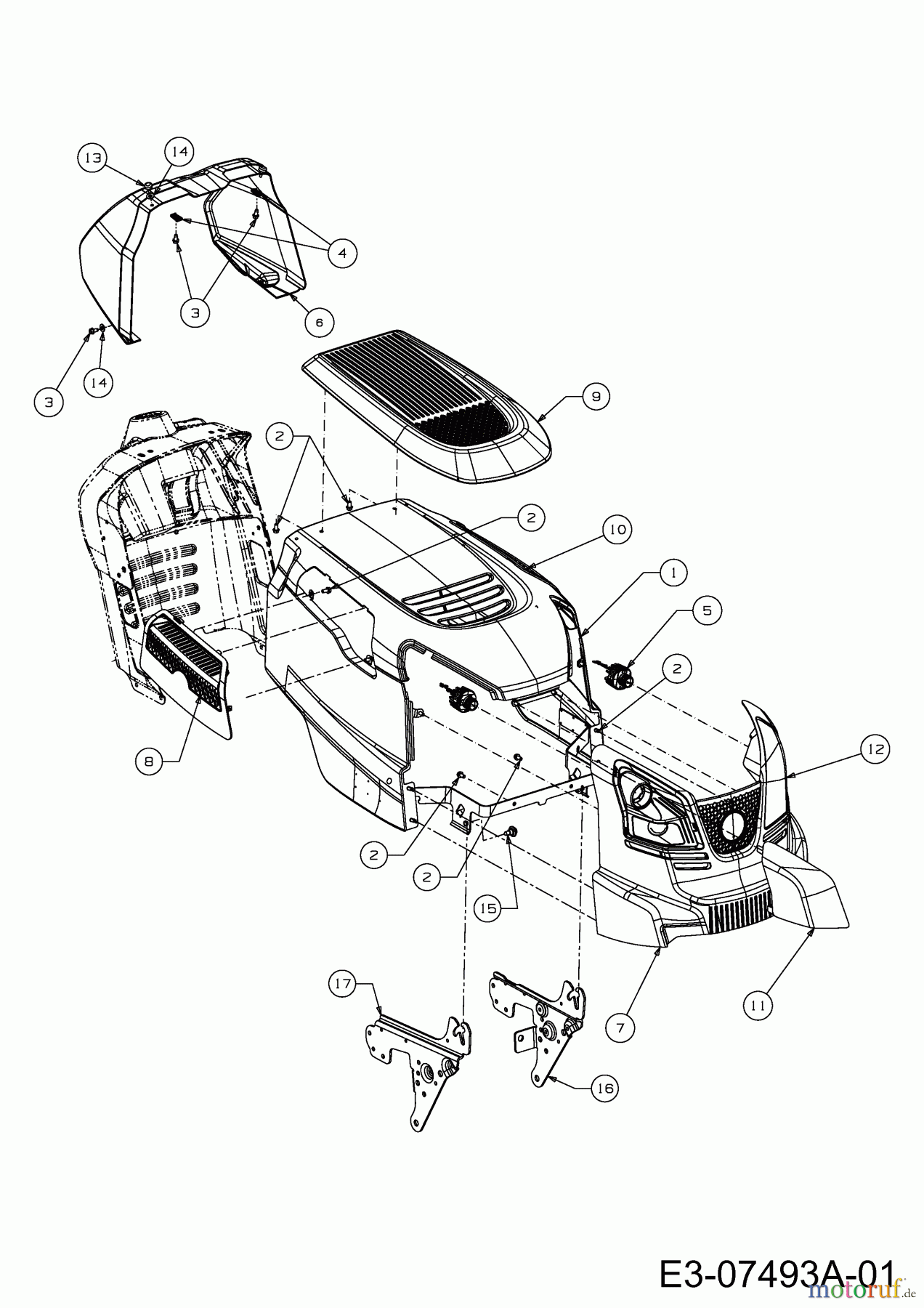  Wolf-Garten Rasentraktoren Expert 76.130 H 13AY71WA650  (2012) Motorhaube S-Style