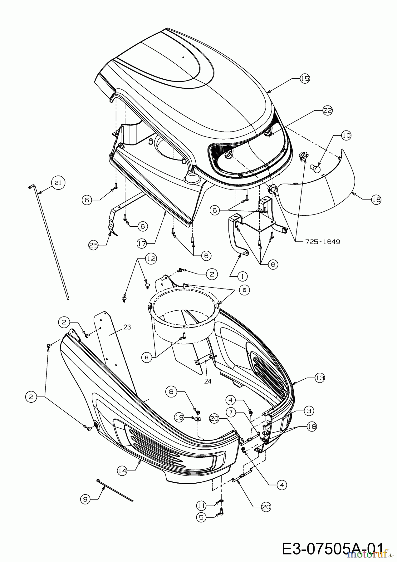 Massey Ferguson Rasentraktoren MF 42-18 SH 13BJ796G695 (2012) Motorhaube 6-Style