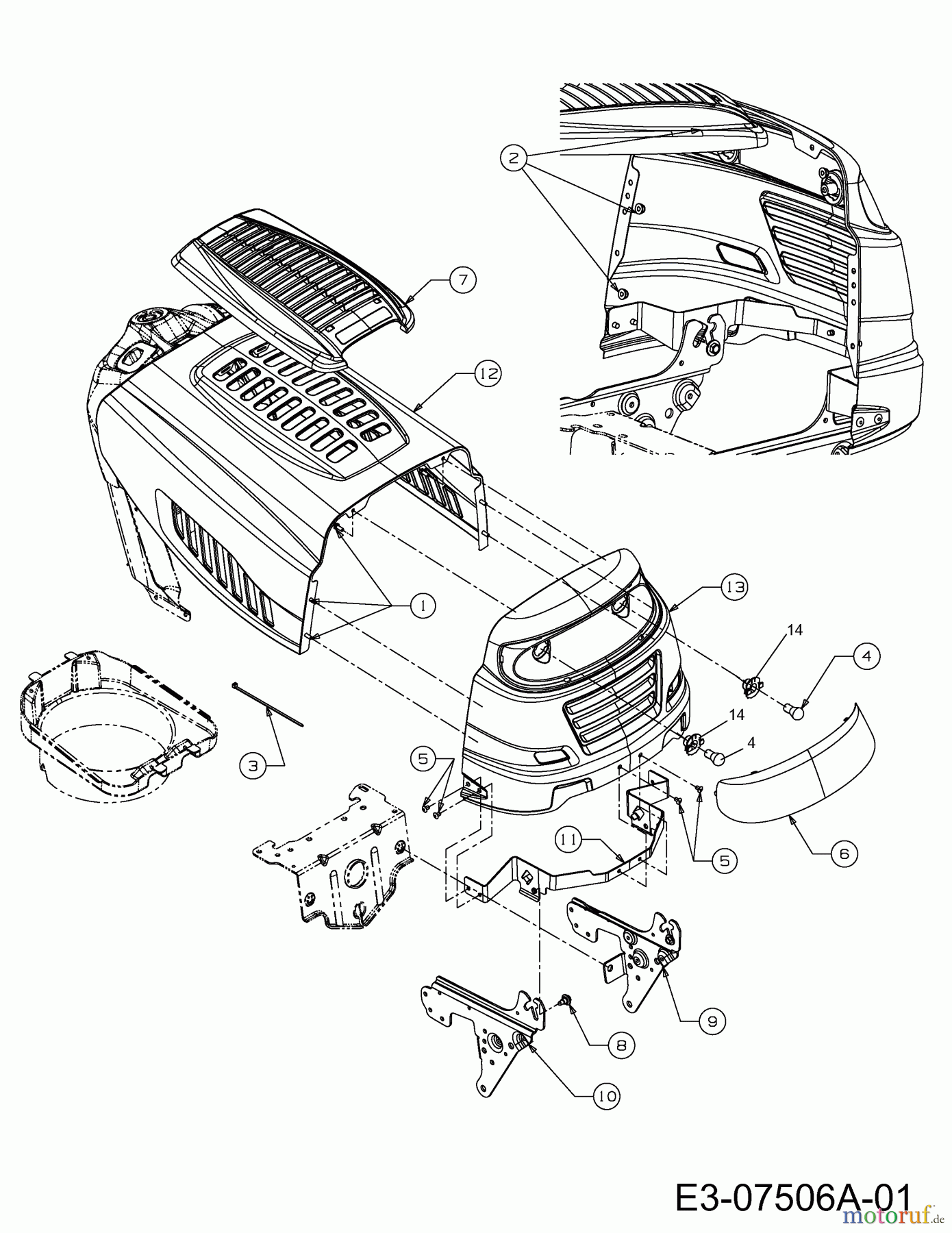 M Tech Rasentraktoren M 200/105 H 13AT715N605 (2012) Motorhaube 5-Style