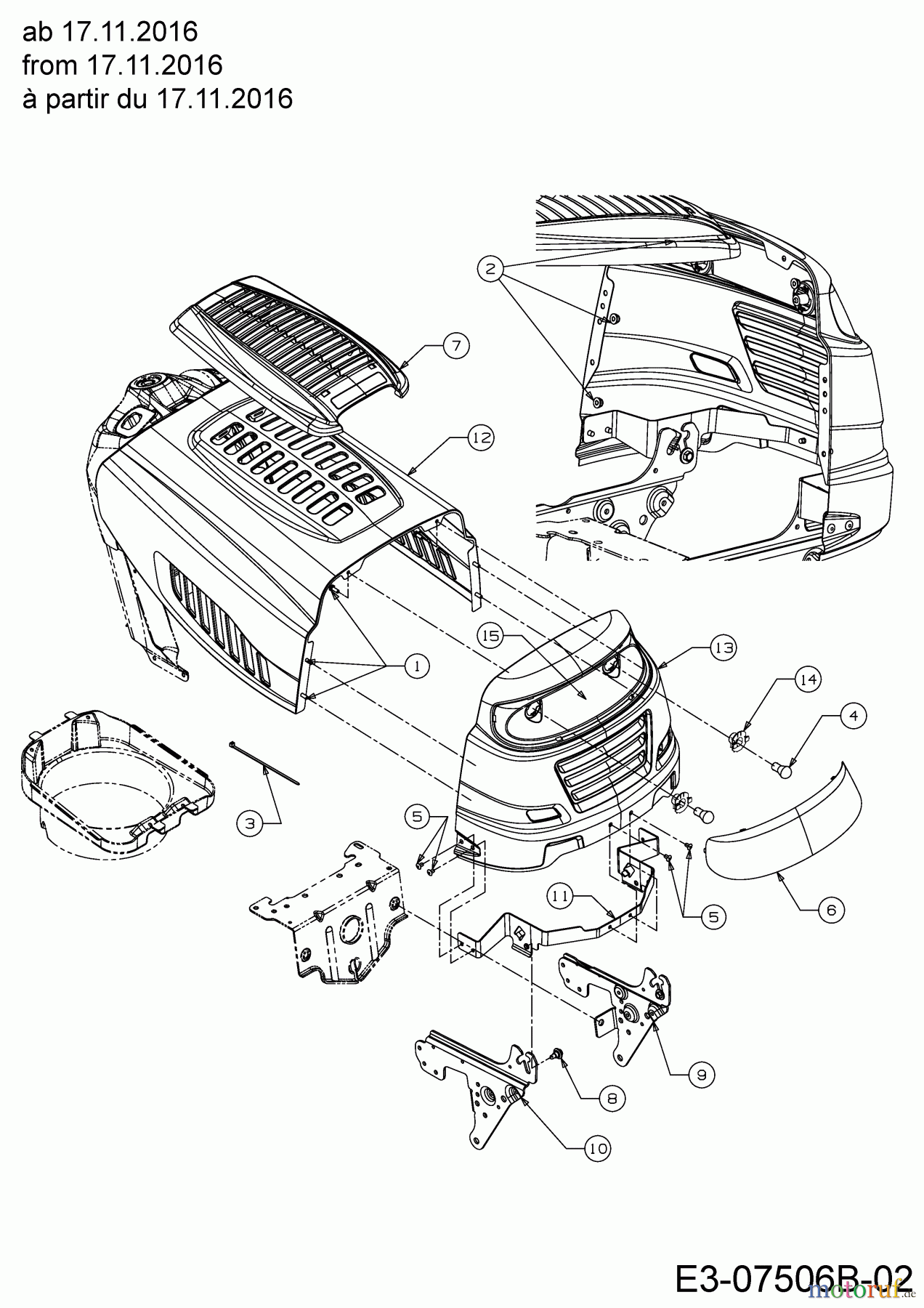 Bestgreen Rasentraktoren BG 96 SBK 13H2765F655  (2017) Motorhaube 5-Style ab 17.11.2016
