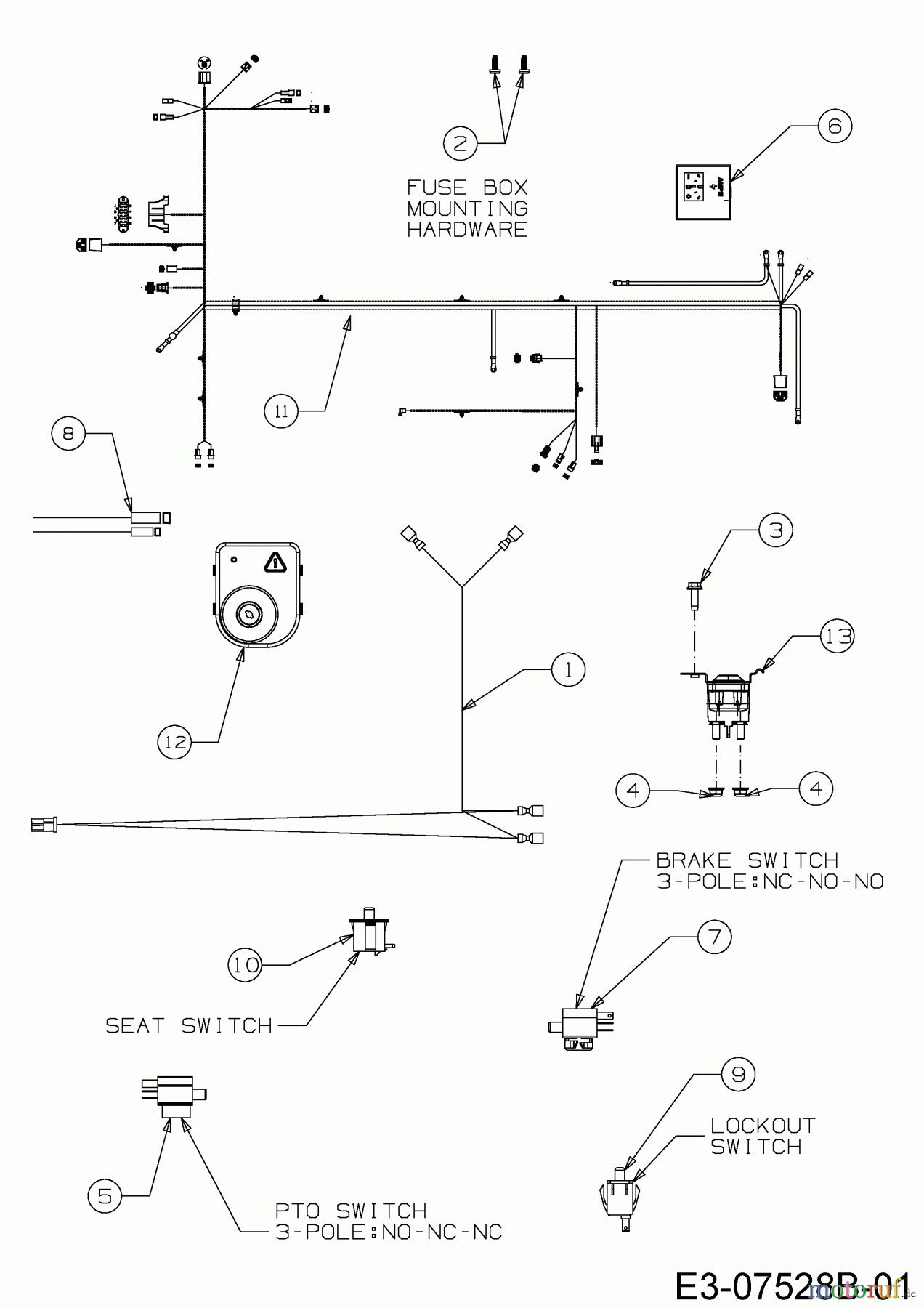  MTD Rasentraktoren 220/105 H 13AU99KN676  (2014) Elektroteile