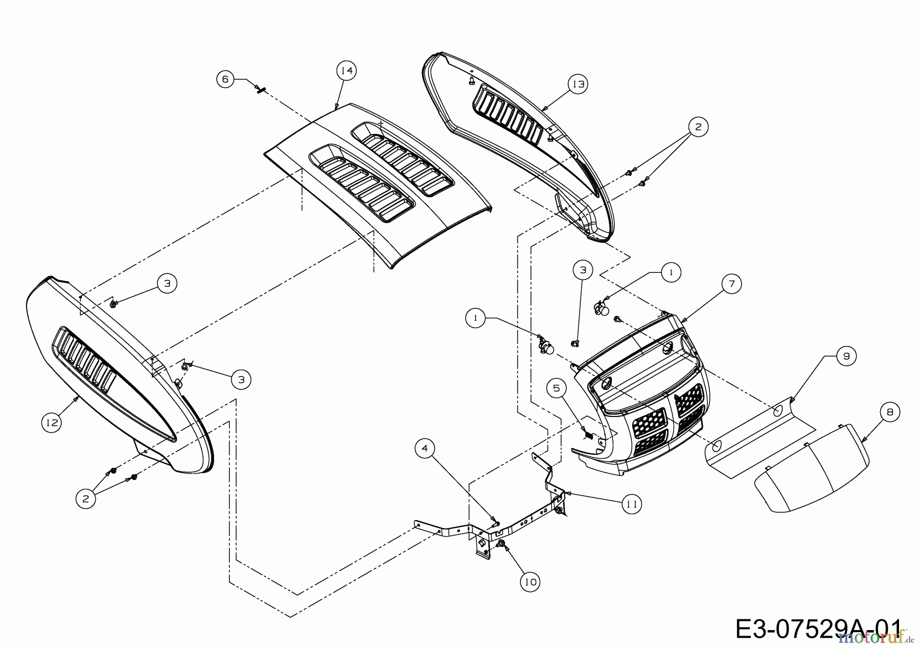MTD Rasentraktoren 24/105 H 13AI913N686 (2012) Motorhaube 3-Style