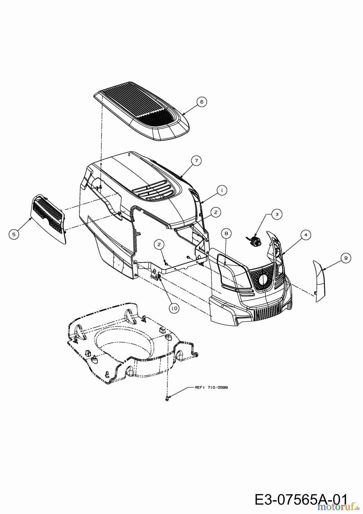 Wolf-Garten Rasentraktoren Expert 105.220 H 13BF91WN650 (2013) Motorhaube W-Style