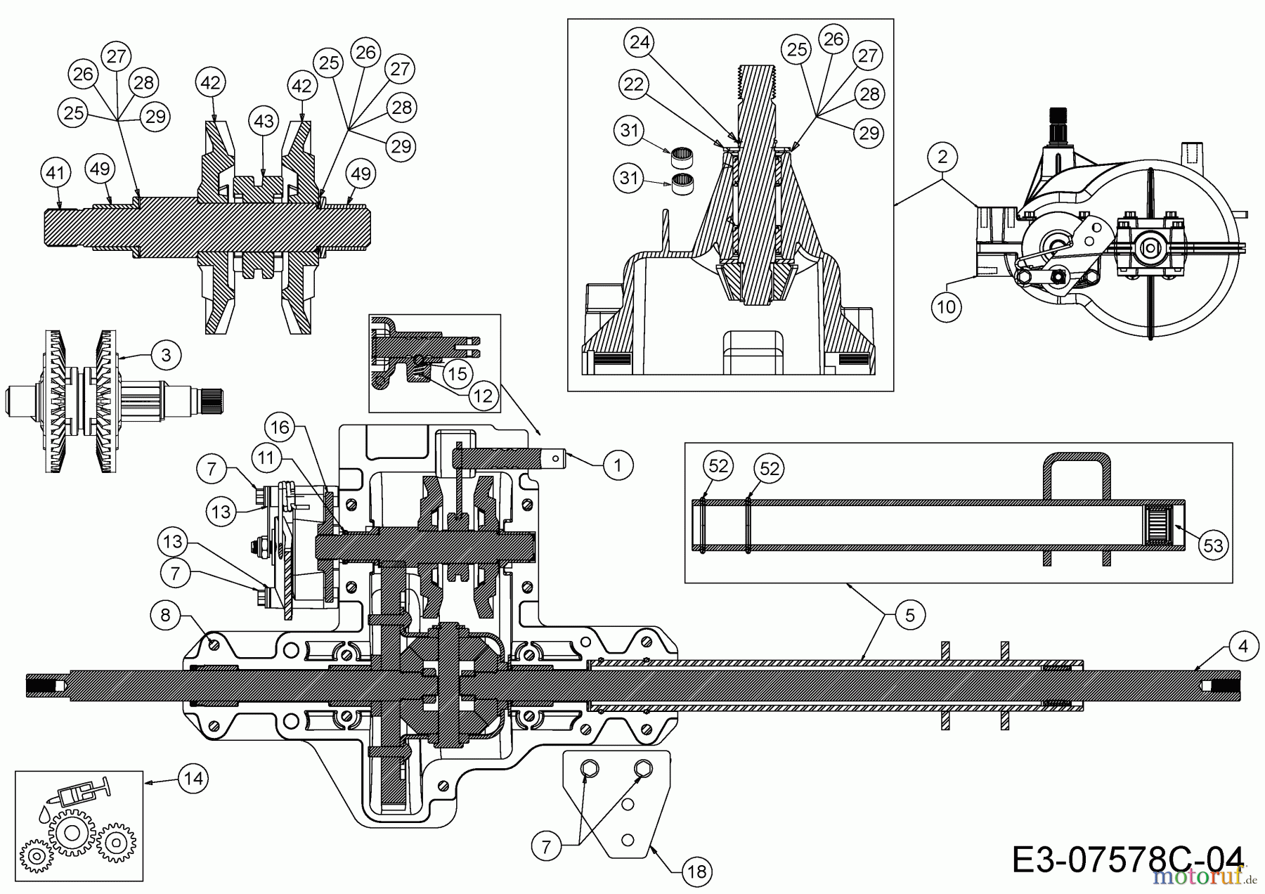 WOLF-Garten Expert Rasentraktoren Expert 92.165 A 13HN90WE650 (2015) Getriebe 618-04331A