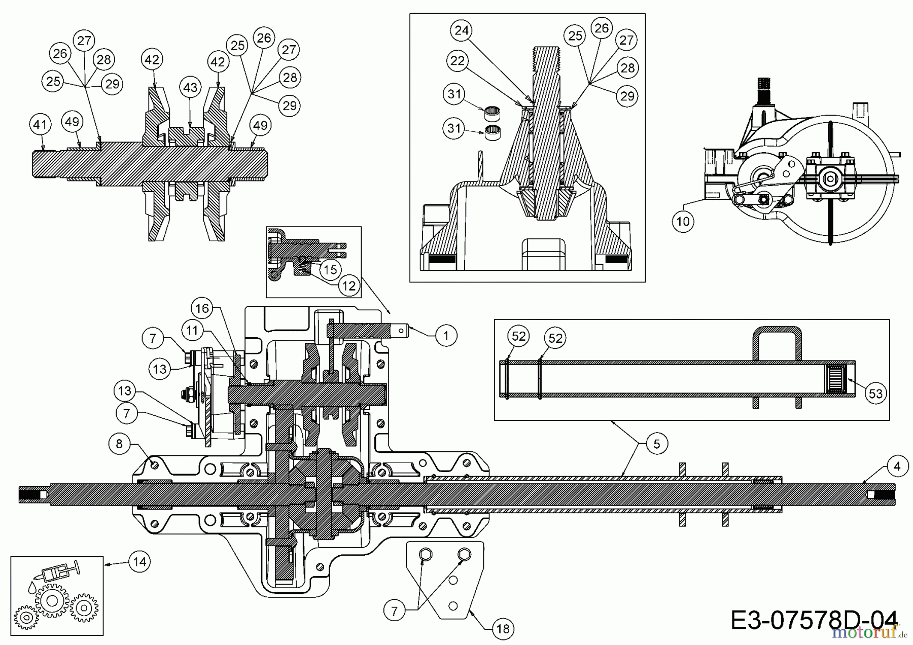 Cub Cadet Rasentraktoren CC 917 AN 13HN98AN603  (2016) Getriebe 618-04331A