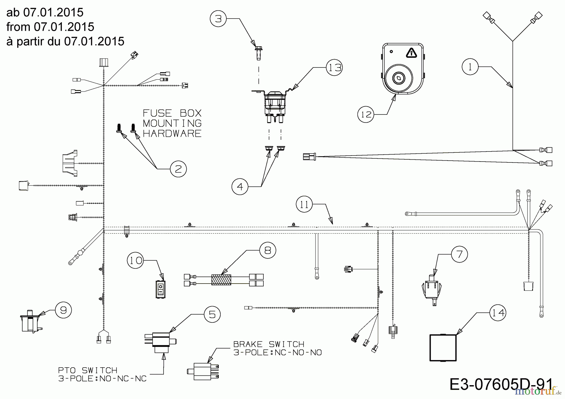 Cub Cadet Rasentraktoren CC 1018 HE 13HD91AE330 (2015) Elektroteile ab 07.01.2015