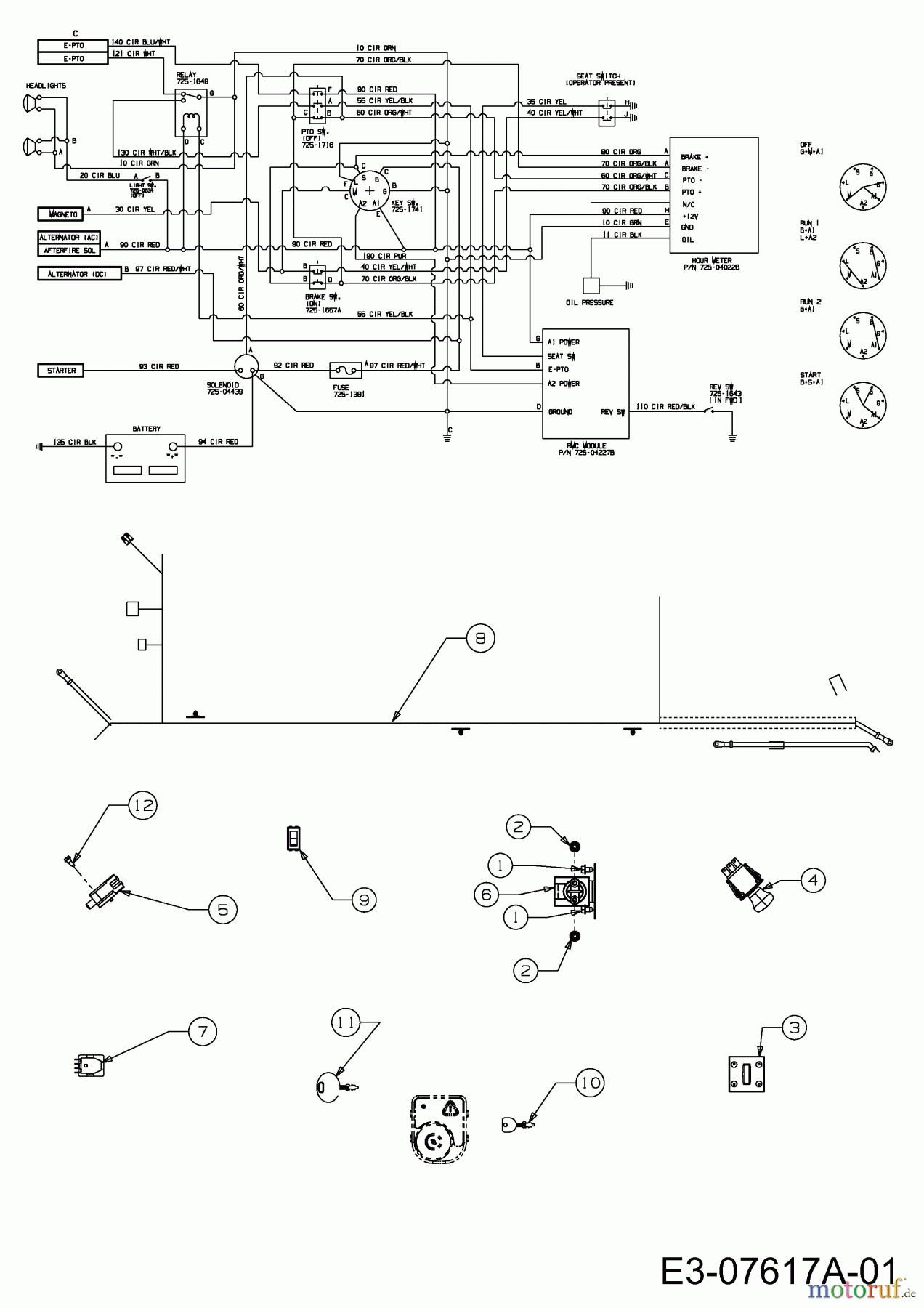  Cub Cadet Gartentraktoren CC 1224 KHP 14BI94AP603  (2012) Elektroteile