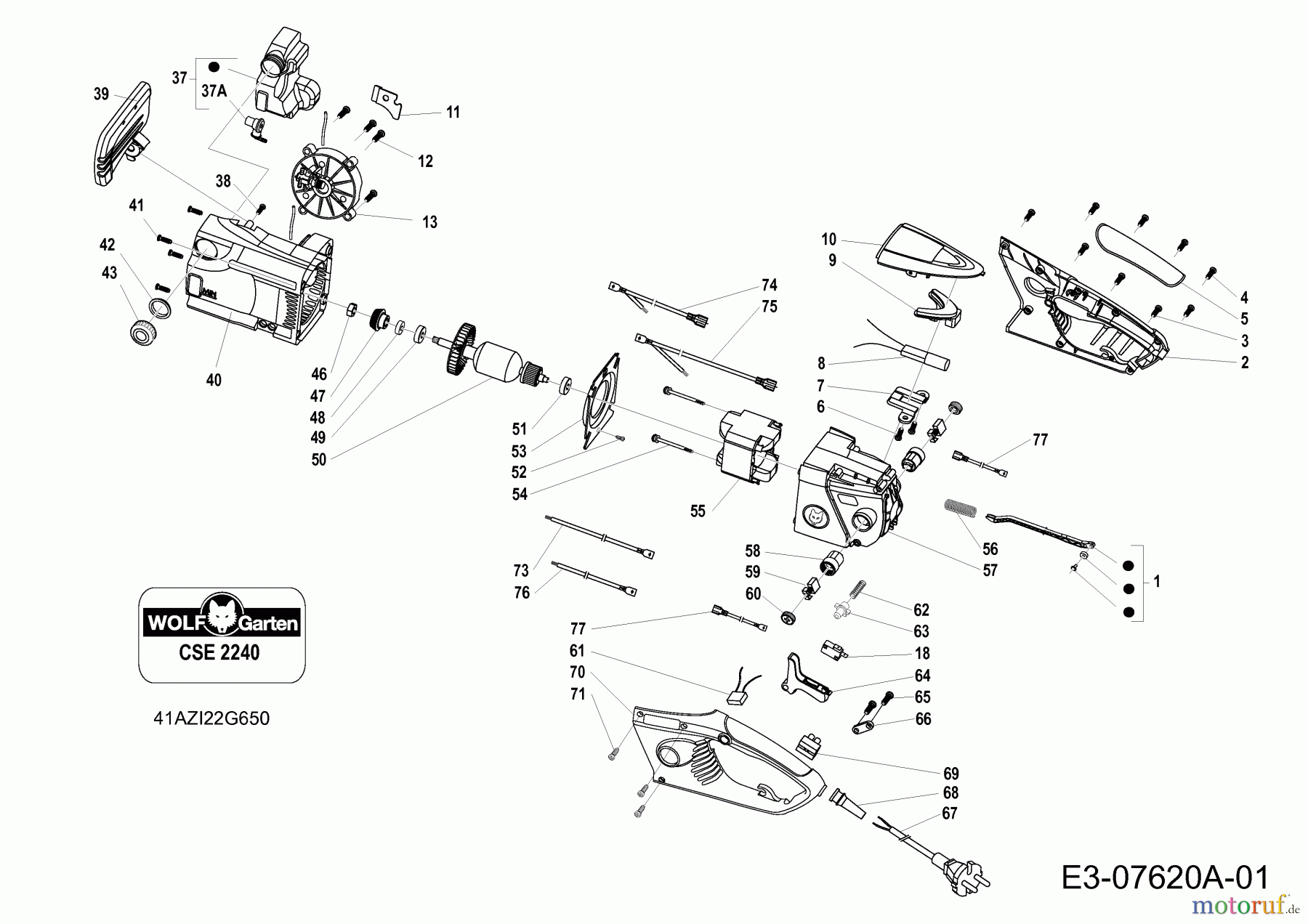 Wolf-Garten Elektrokettensägen CSE 2240 41AZI22G650  (2017) Grundgerät