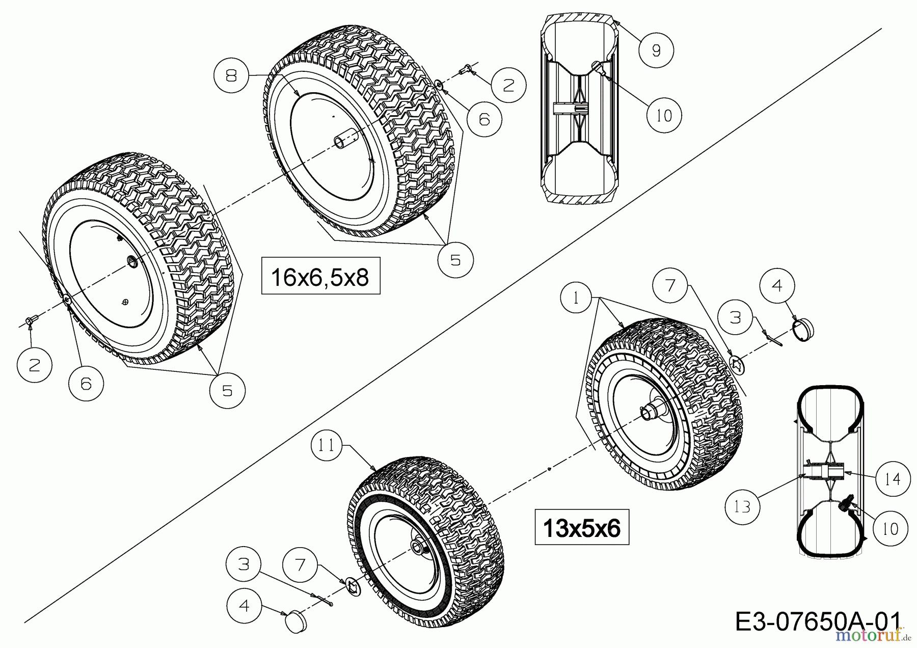 Cub Cadet Rasentraktoren CC 114 TA 13A226ED603 (2012) Räder 13x5-6; 16x6.5-8