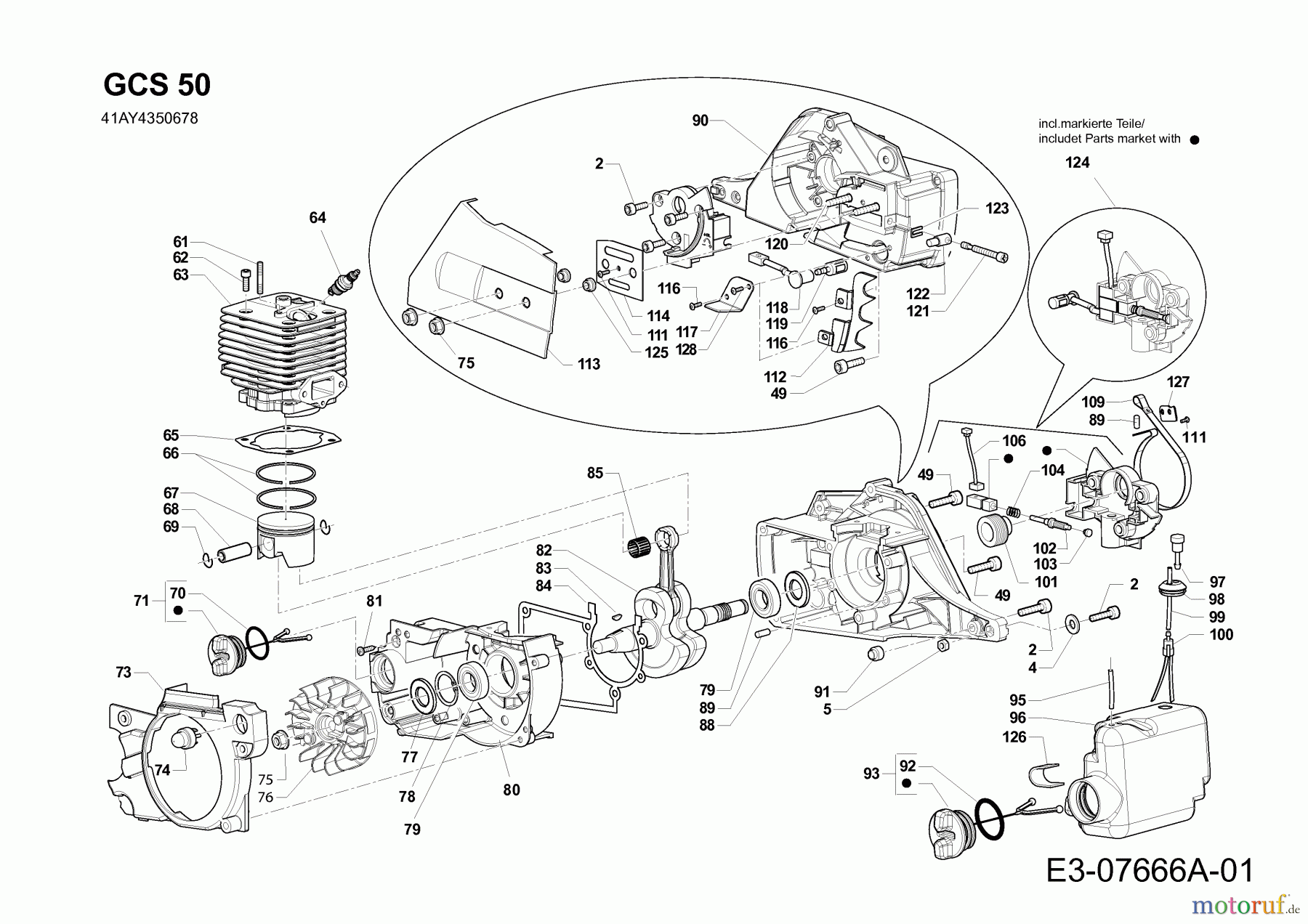 MTD Motorkettensägen GCS 50/45 41AY4350678 (2013) Motor