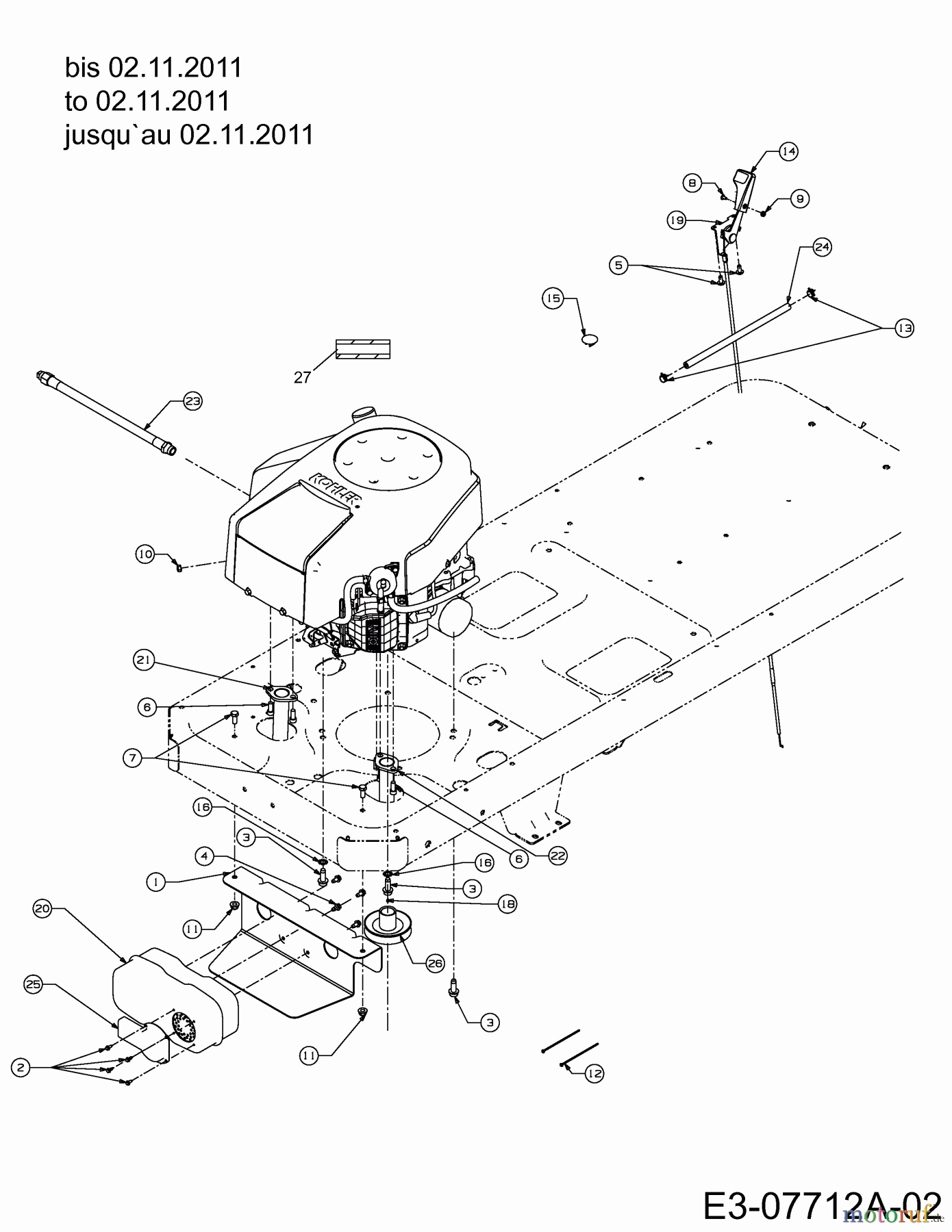 Cub Cadet Zero Turn RZT 42 17AF2ACS330 (2012) Choke- und Gaszug, Motorzubehör bis 02.11.2011