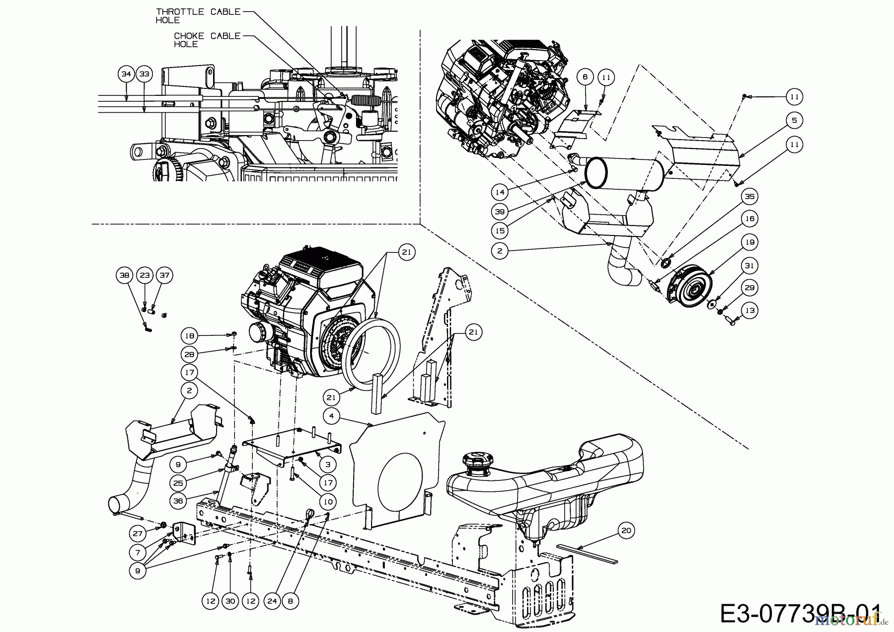  Cub Cadet Gartentraktoren GTX 2100 14A-3GE-603  (2013) Chokezug, Elektromagnetkupplung, Gaszug, Motorzubehör