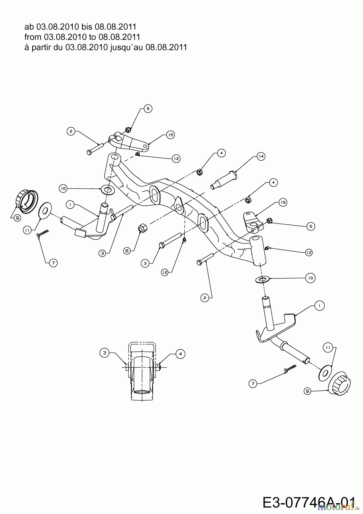  Cub Cadet Gartentraktoren GTX 2100 14A-3GE-603  (2012) Vorderachse ab 03.08.2010 bis 08.08.2011