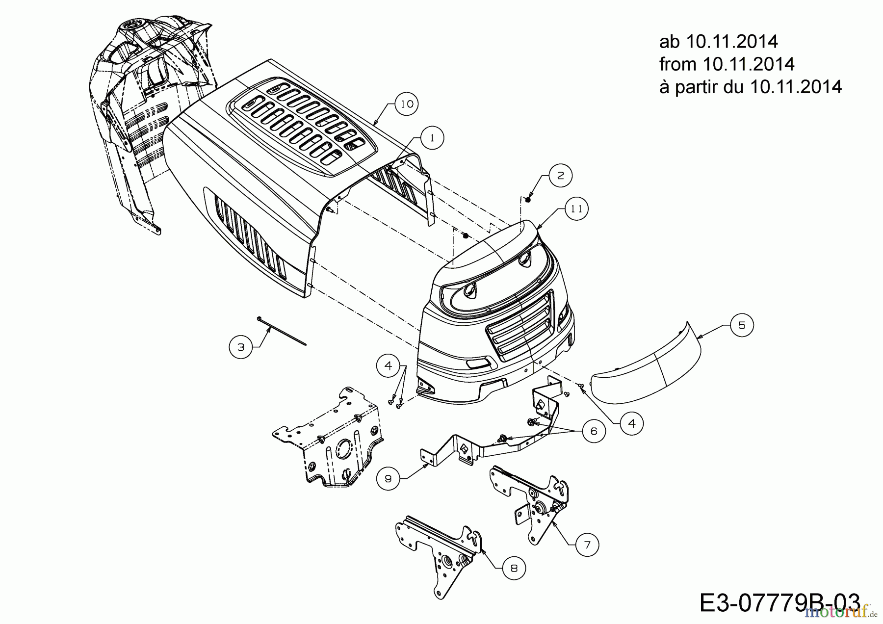 MTD Rasentraktoren Smart RE 115 13HH765E676 (2015) Motorhaube 5-Style ab 10.11.2014