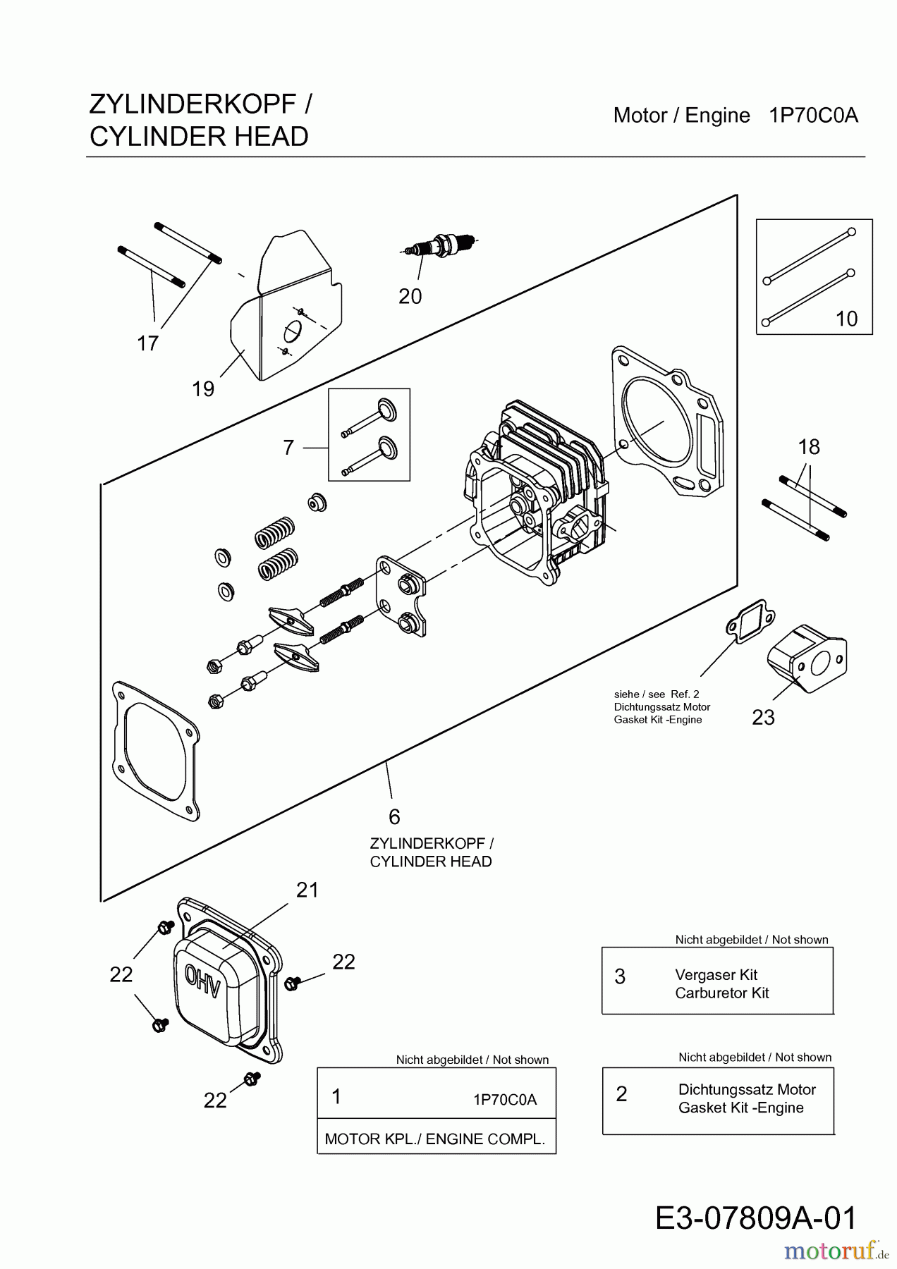 MTD-Motoren Vertikal 1P70C0A 752Z1P70C0A (2012) Zylinderkopf