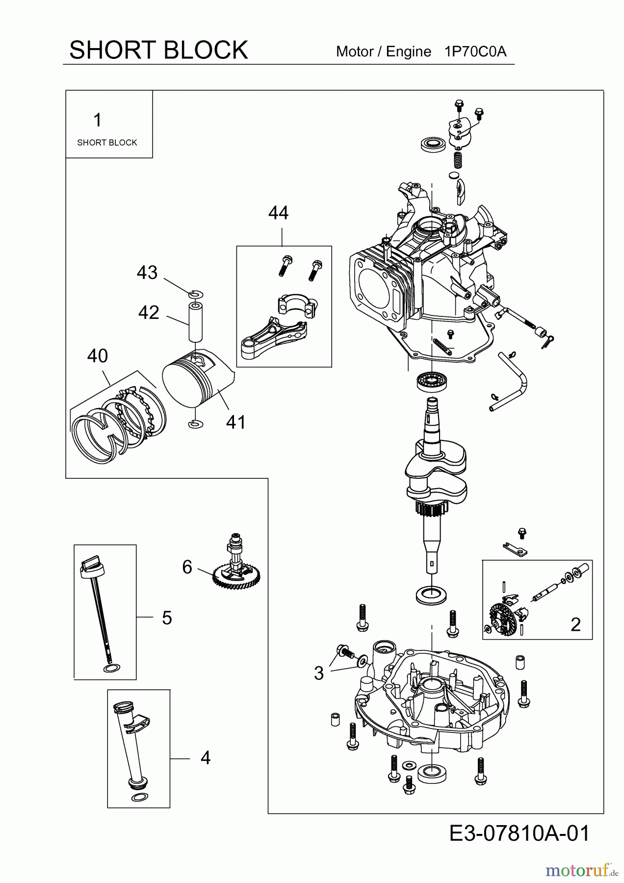 MTD-Motoren MTD vertikal 1 P 70 C 0 A 752Z1P70C0A (2012) Short Block