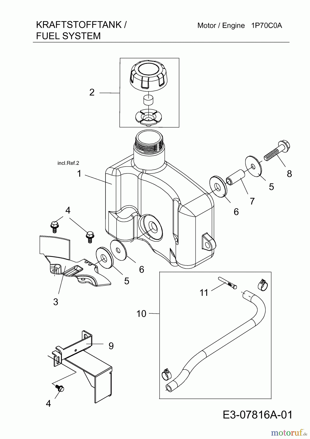 MTD-Motoren Vertikal 1P70C0A 752Z1P70C0A (2012) Tank