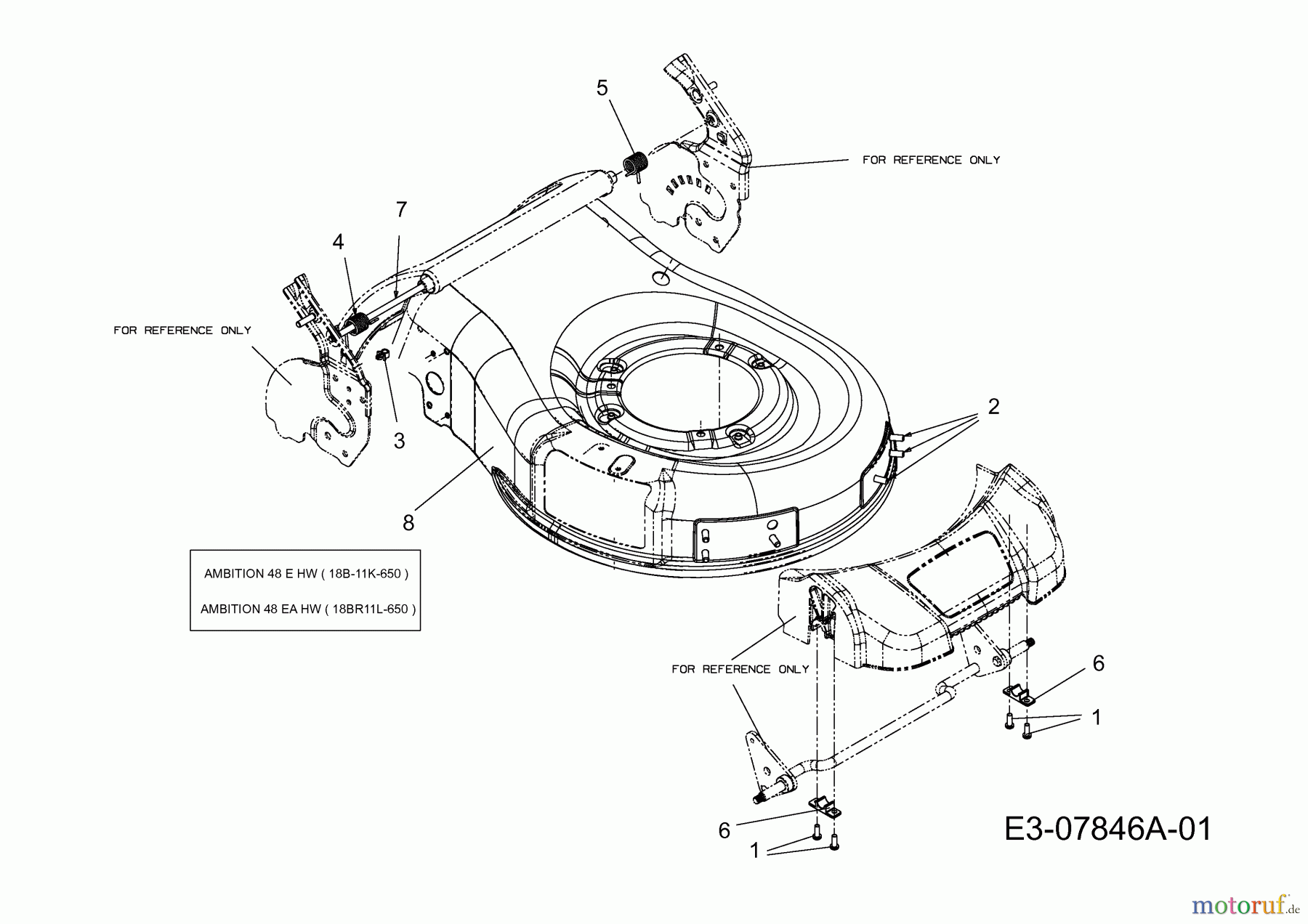 Wolf-Garten Elektromäher Ambition 48 EHW 18B-11K-650 (2012) Mähwerksgehäuse, Stange für Heckklappe