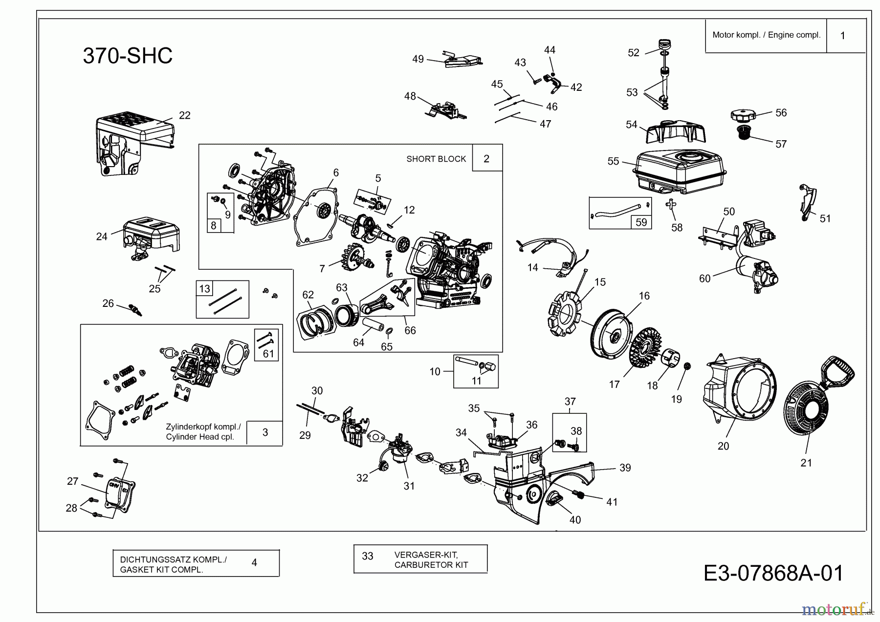  MTD-Motoren MTD horizontal 370-SHC 752Z370-SHC  (2013) Motor