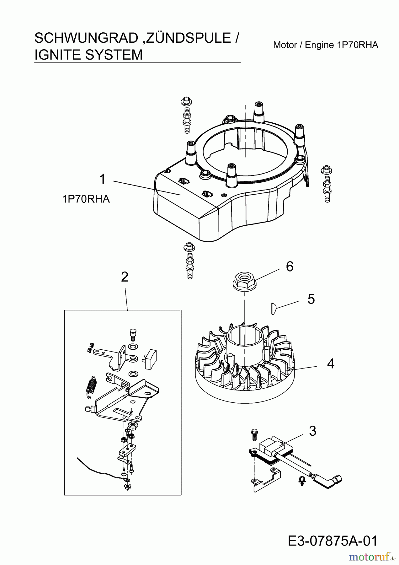 MTD-Motoren MTD vertikal 1 P 70 RHA 752Z1P70RHA (2012) Schwungrad, Zündspule