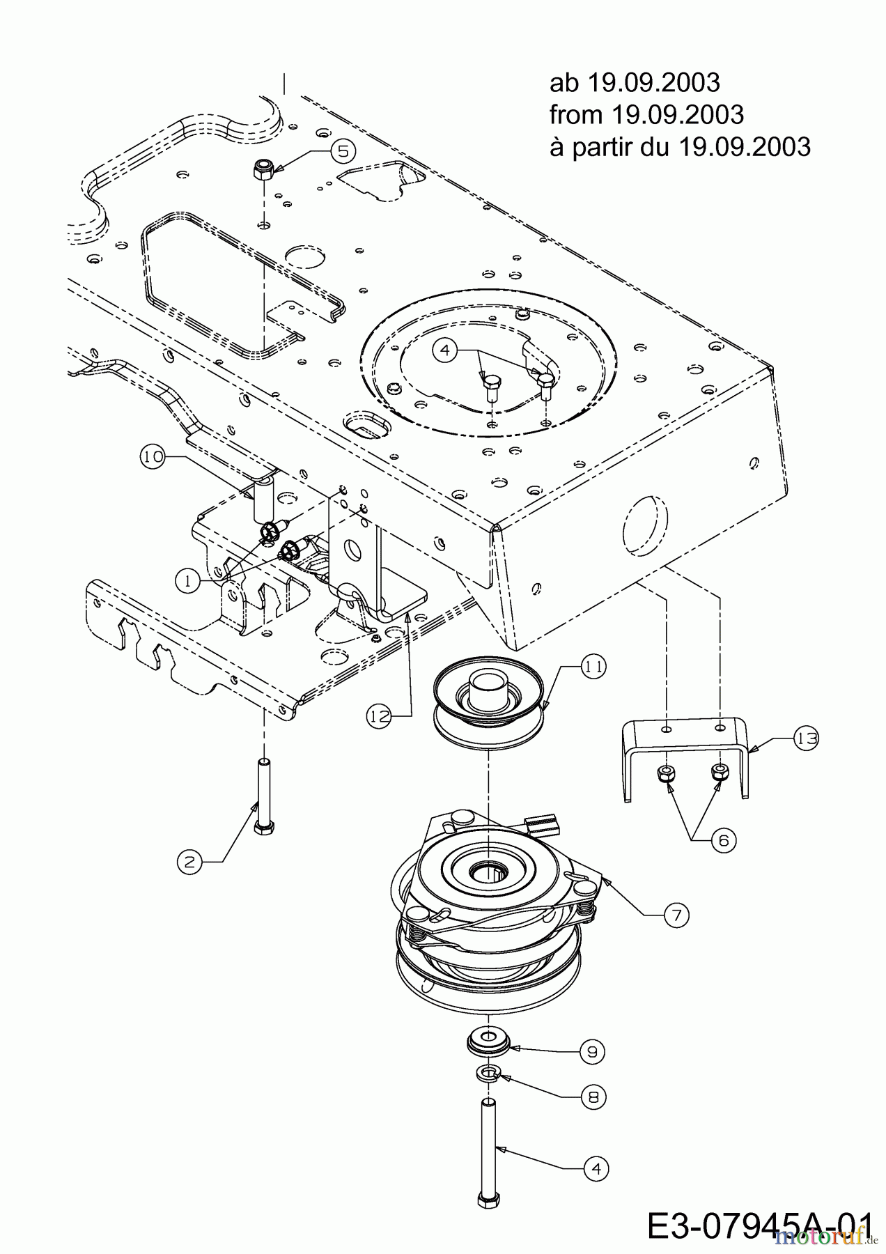 Gutbrod Gartentraktoren XLX 117 SAL 14AU806H690 (2004) Elektromagnetkupplung, Motorkeilriemenscheibe