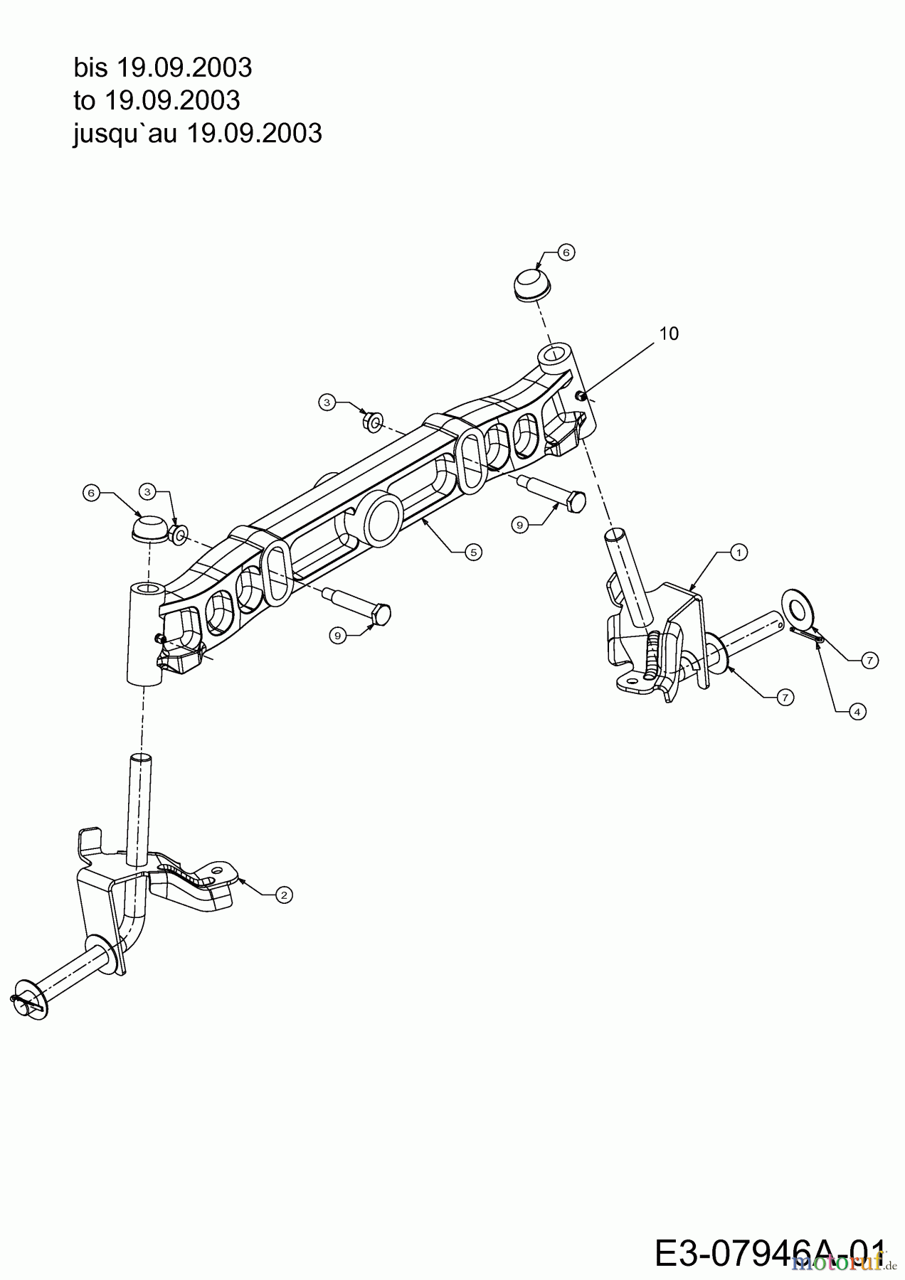  Gutbrod Gartentraktoren XLX 117 SAL 14AU806H690  (2003) Vorderachse bis 19.09.2003