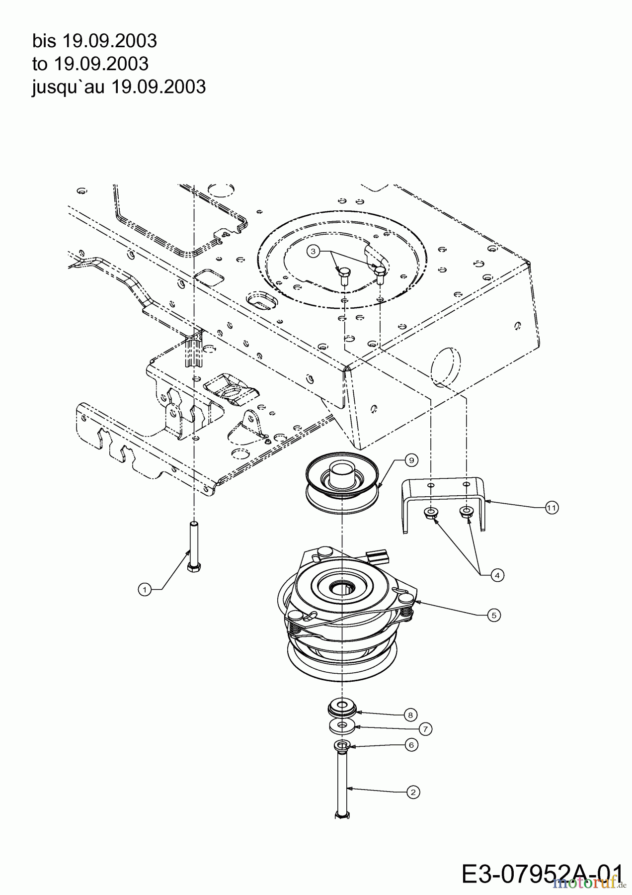 Gutbrod Gartentraktoren XLX 117 SAL 14AU806H690 (2003) Elektromagnetkupplung, Motorkeilriemenscheibe