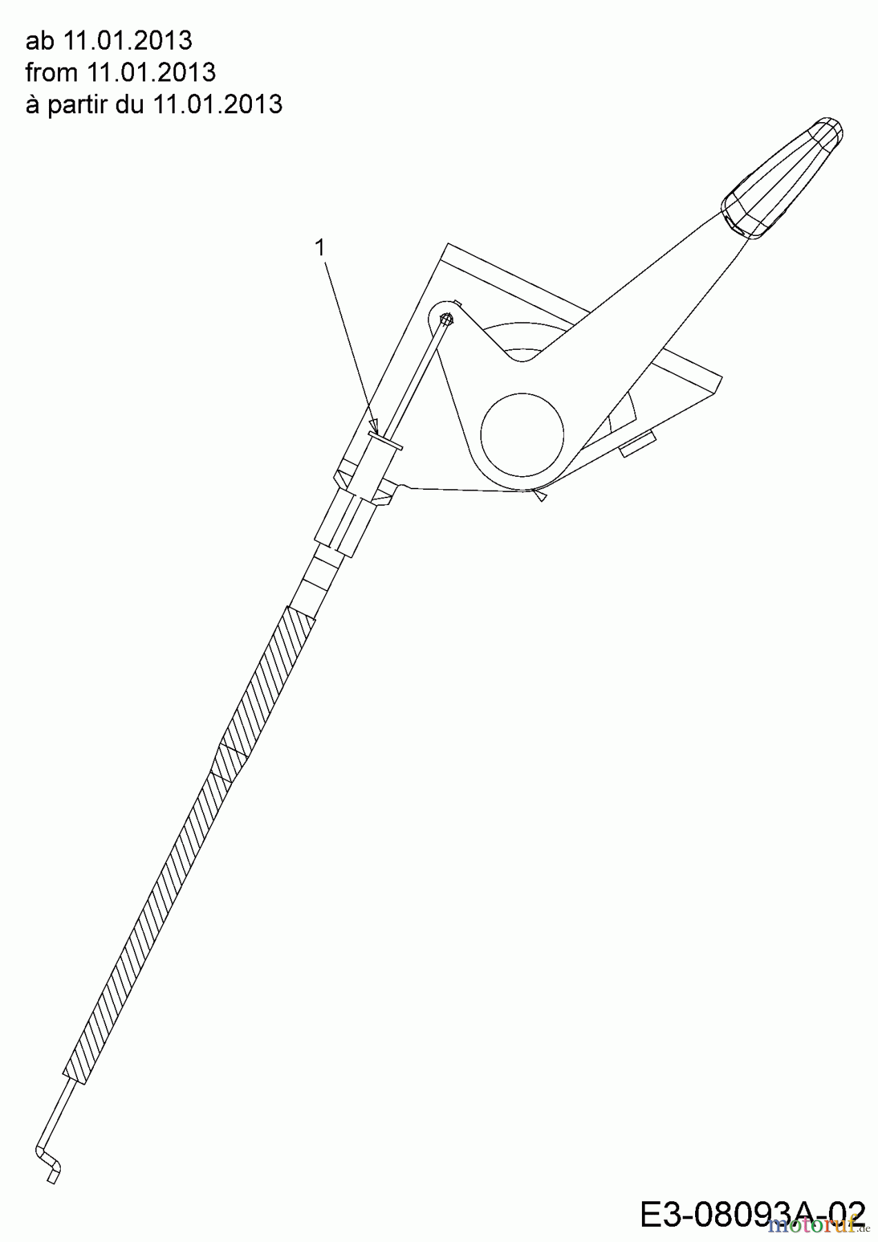 Yard-Man Rasentraktoren 20/105 H 13AT71YN643 (2012) Gaszug ab 11.01.2013