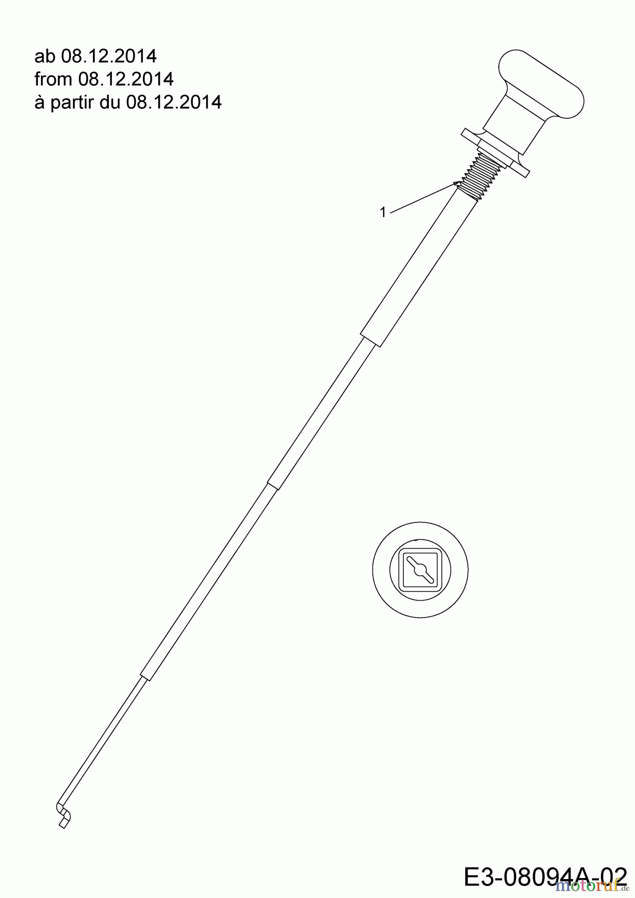  Cub Cadet Rasentraktoren CC 1020 BHN 13HT91AN603  (2015) Chokezug ab 08.12.2014