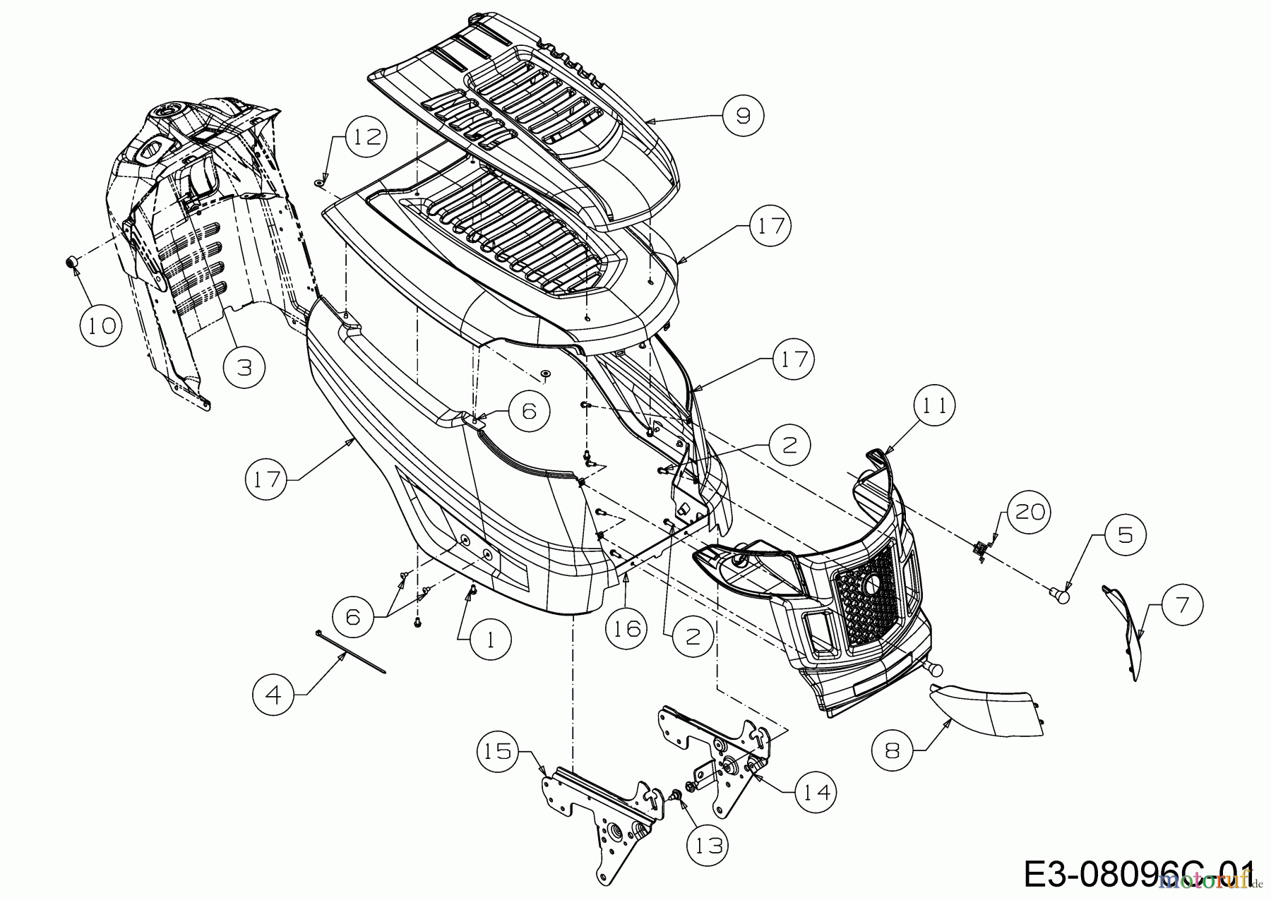 Helington Rasentraktoren H 96 HB 13HM79KF686 (2017) Motorhaube K-Style