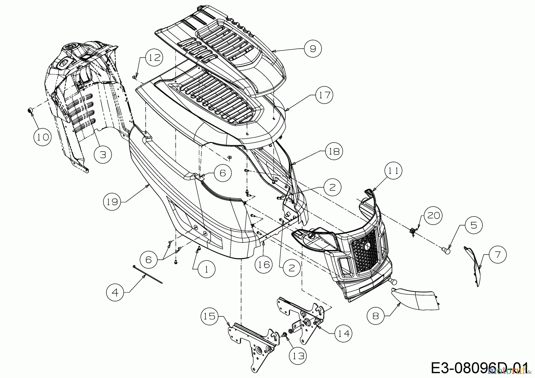 MTD Rasentraktoren BE 92 T 13IH76KE648 (2018) Motorhaube K-Style