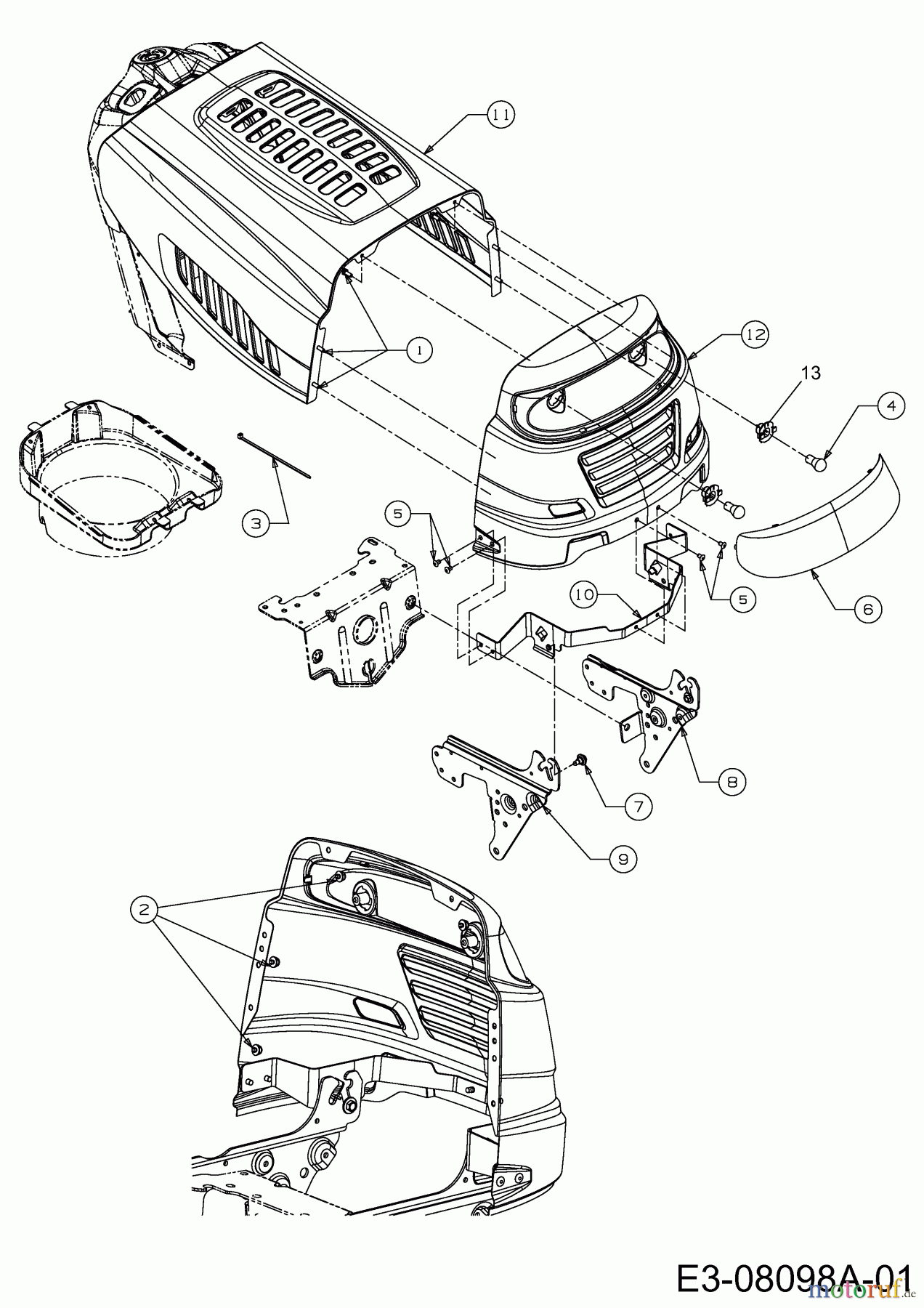 MTD Rasentraktoren Smart RE 125 M 13A2765E600 (2013) Motorhaube 5-Style