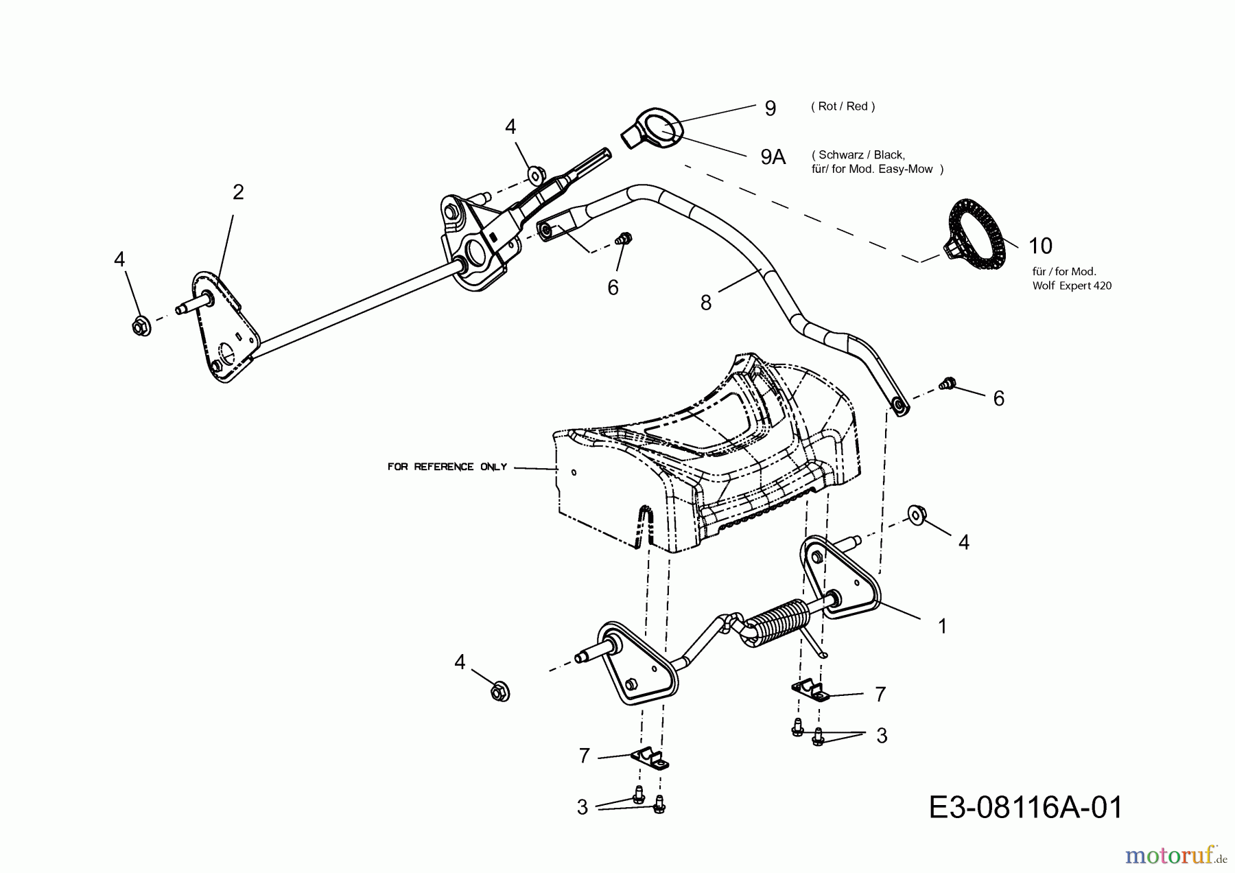 WOLF-Garten Expert Motormäher Expert 420 11A-LUSC650 (2014) Höhenverstellung