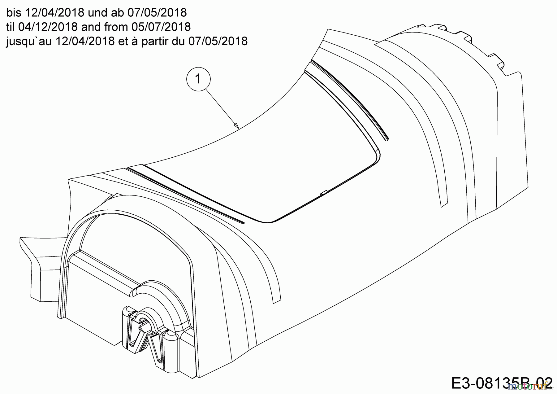 MTD Motormäher mit Antrieb SP 46 B 12A-TABG600  (2018) Abdeckung Vorderachse bis 12/04/2018 und ab 07/05/2018
