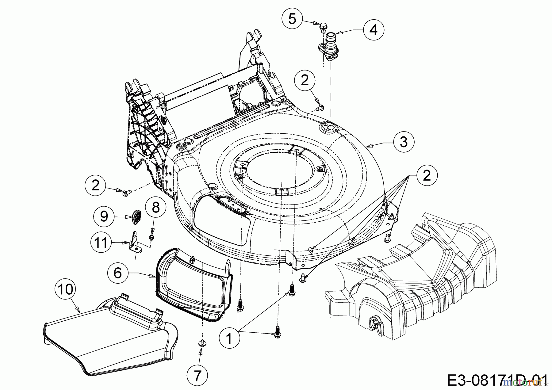 Cub Cadet Motormäher mit Antrieb LM2 CR46 12A-TS5C603 (2018) Deflektor, Mähwerksgehäuse, Mulchklappe, Waschdüse