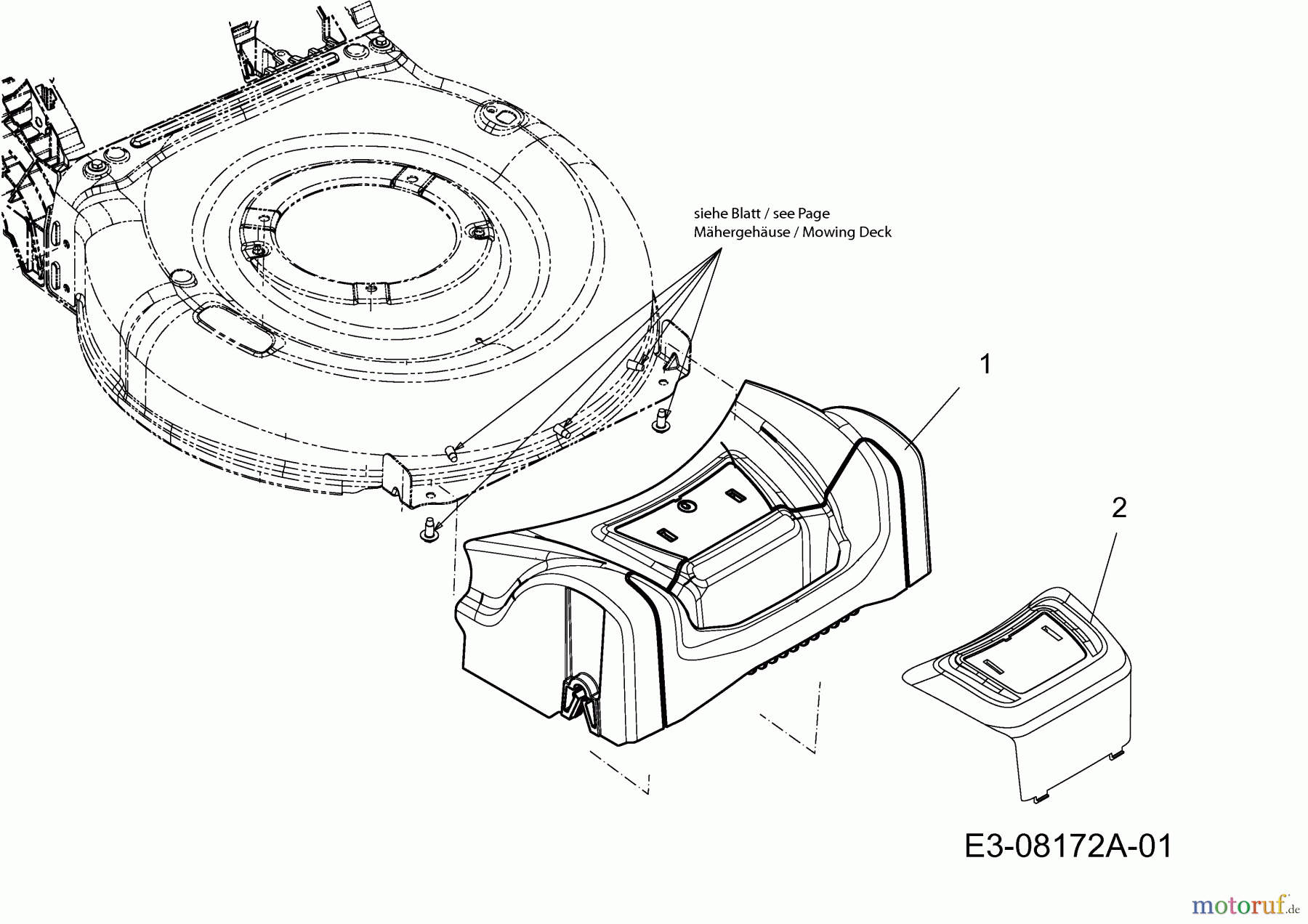 MTD Motormäher mit Antrieb Blue 46 SPB HW 12A-TN5F600 (2013) Abdeckung Vorderachse