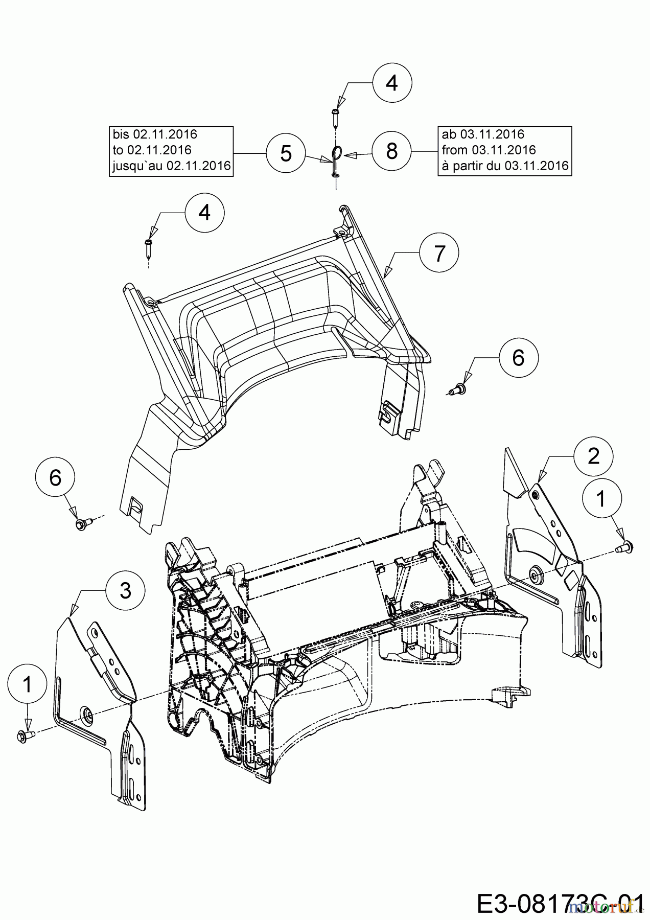 Cub Cadet Motormäher mit Antrieb LM3 CRC46S 12ABTVSC603 (2017) Abdeckung hinten