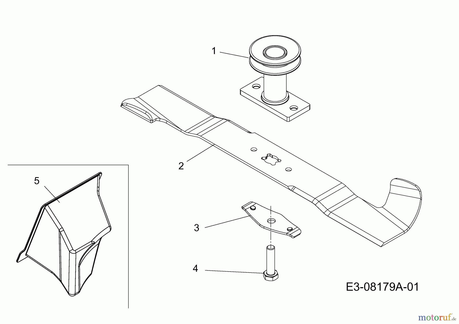 MTD Motormäher mit Antrieb Blue 46 SPB HW 12A-TN5F600 (2013) Messer, Messeraufnahme, Mulchstopfen