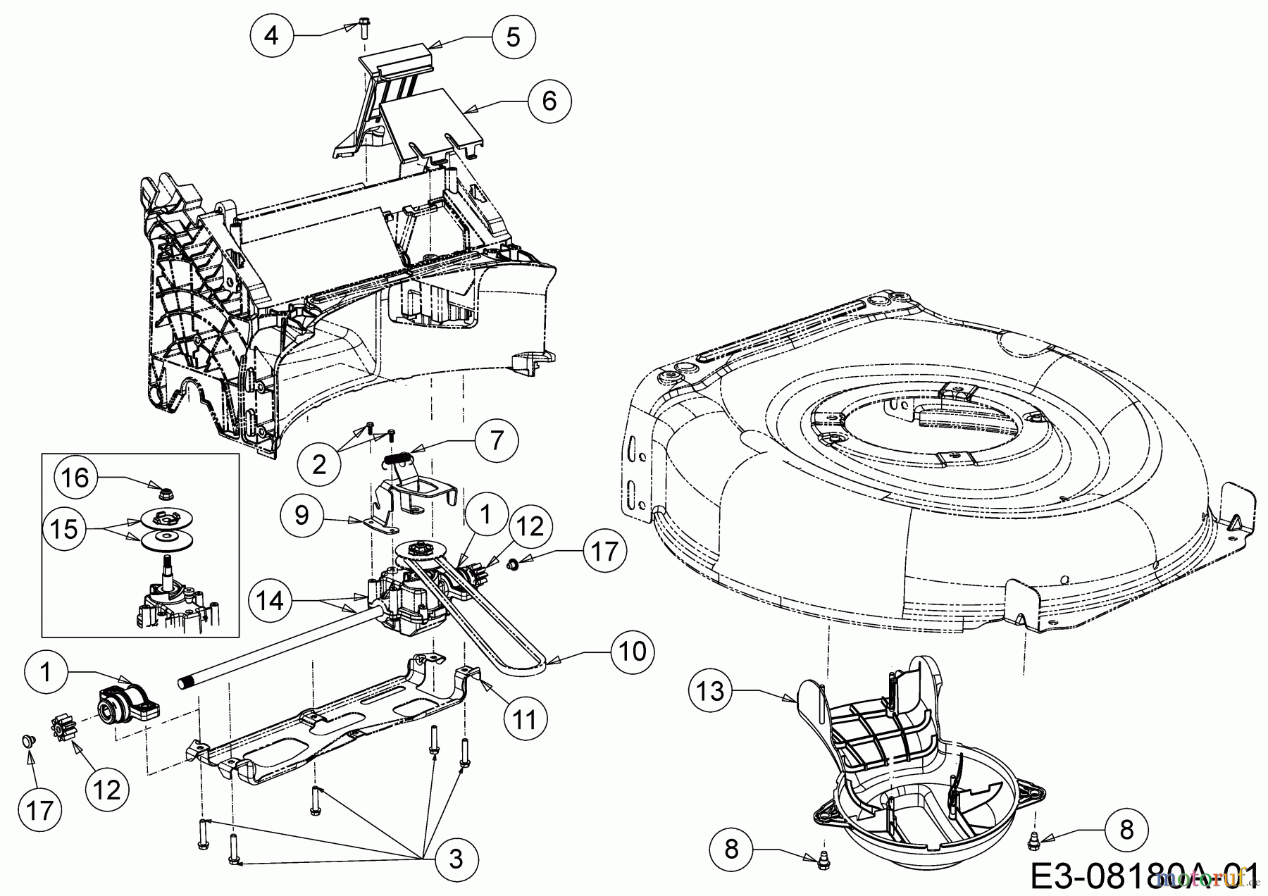 Cub Cadet Motormäher mit Antrieb CC 46 SPOE V 12ACTQS7603 (2016) Getriebe, Keilriemen
