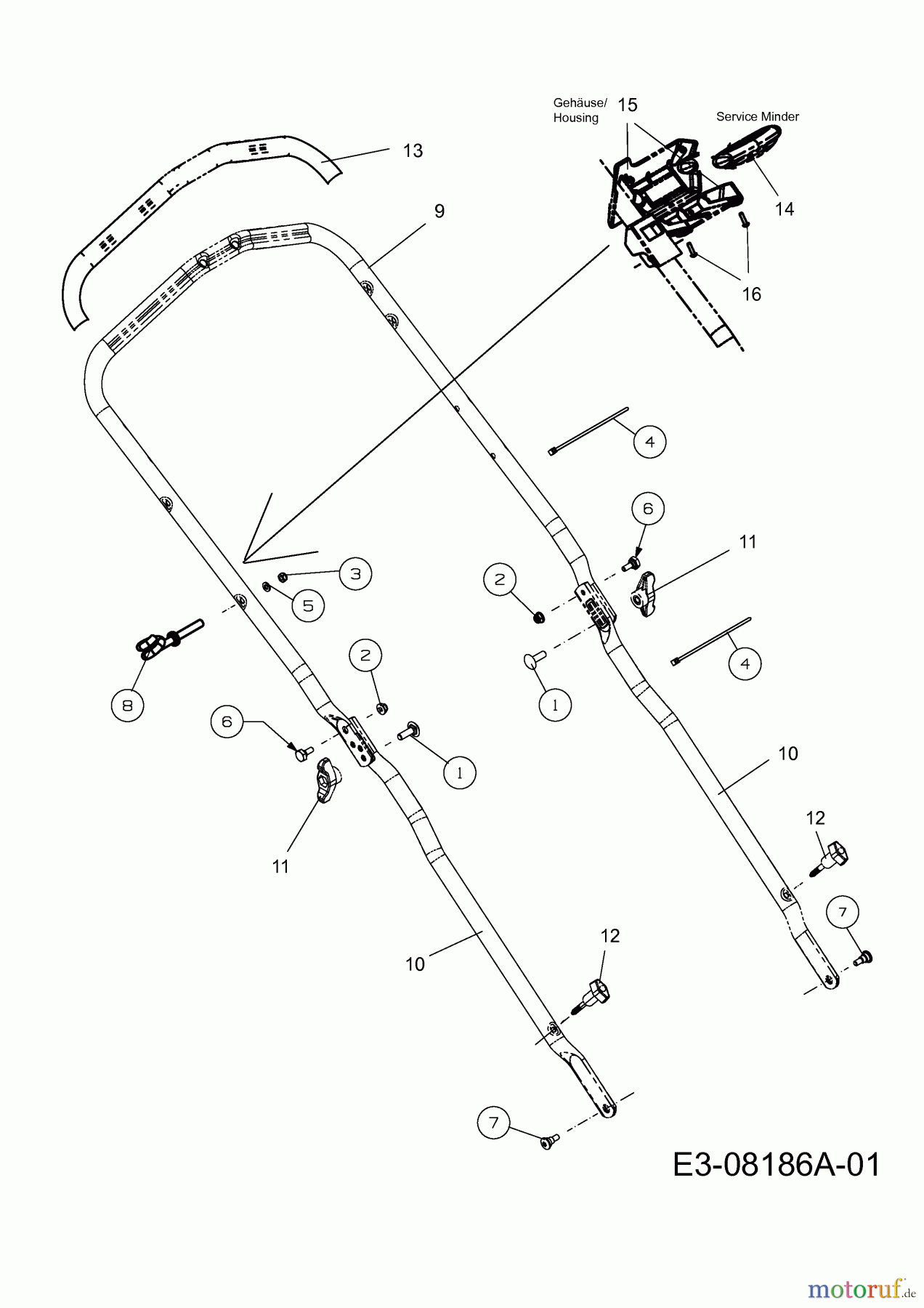  MTD Motormäher mit Antrieb Blue 46 SPB HW 12A-TN5F600  (2013) Holm